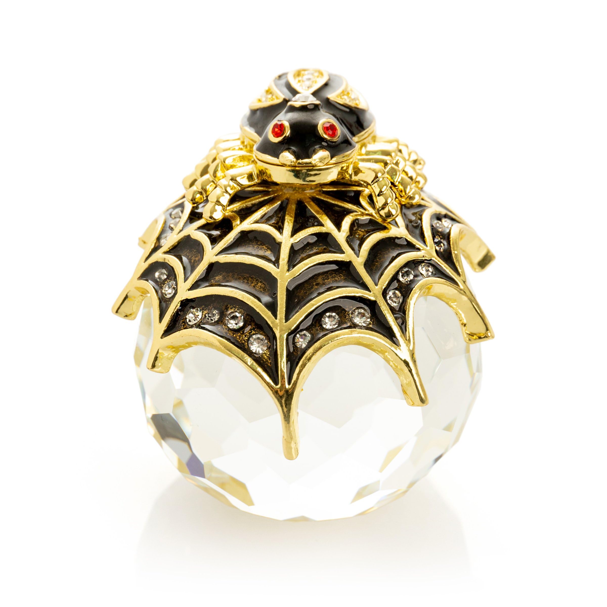 Keren Kopal Spider on Crystal Trinket Box Decorated with Crystals Handmade Gift