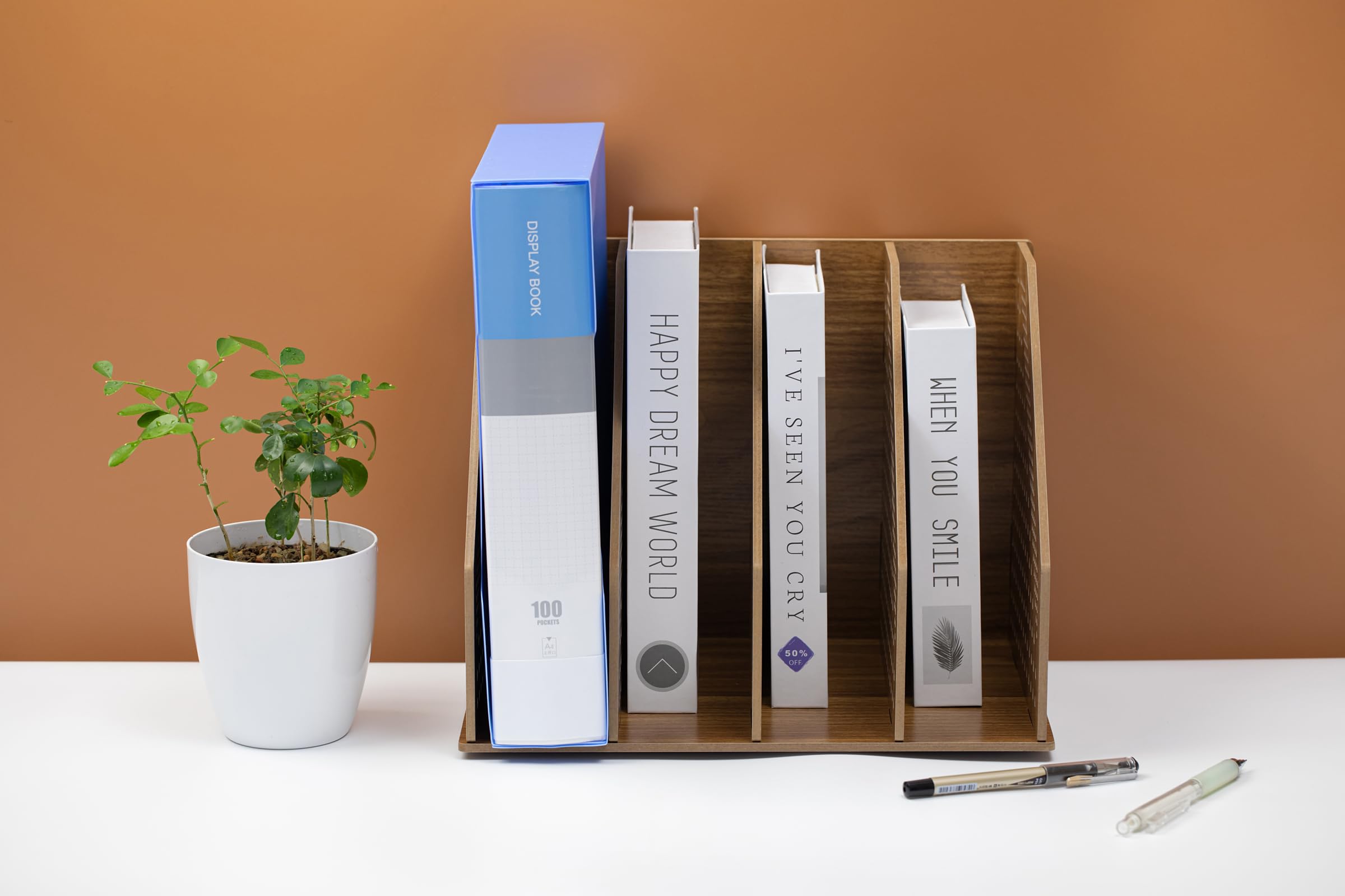 Porte-documents en Bois Fabriqué à la Main : Ensemble d'Organiseurs de Bureau, Supports de Fichiers et Serre-livres - Parfait pour le Rangement