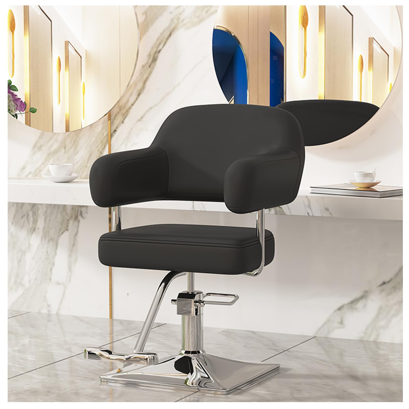 Fauteuil de coiffure hydraulique avec réglage de la hauteur et pivotant à 360° pour salon de coiffure, spa