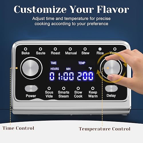 Miniatura 5 de Sunvivi Horno asador de olla de cocción lenta de 8 cuartos de galón, calentador de alimentos multicocina programable 12 en 1 con temporizador