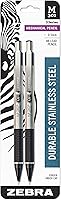 Vista 5 de Zebra Pen F-301 Bolígrafo retráctil, barril de acero inoxidable, punta fina, 0.028 in, tinta surtida, paquete de 4 y lápiz mecánico M-301, barril