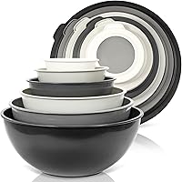 Vista 9 de WHYSKO Juego de tazones de mezcla, juego de 12 tazones de plástico coloridos con tapas para preparación de alimentos, almacenamiento y servicio