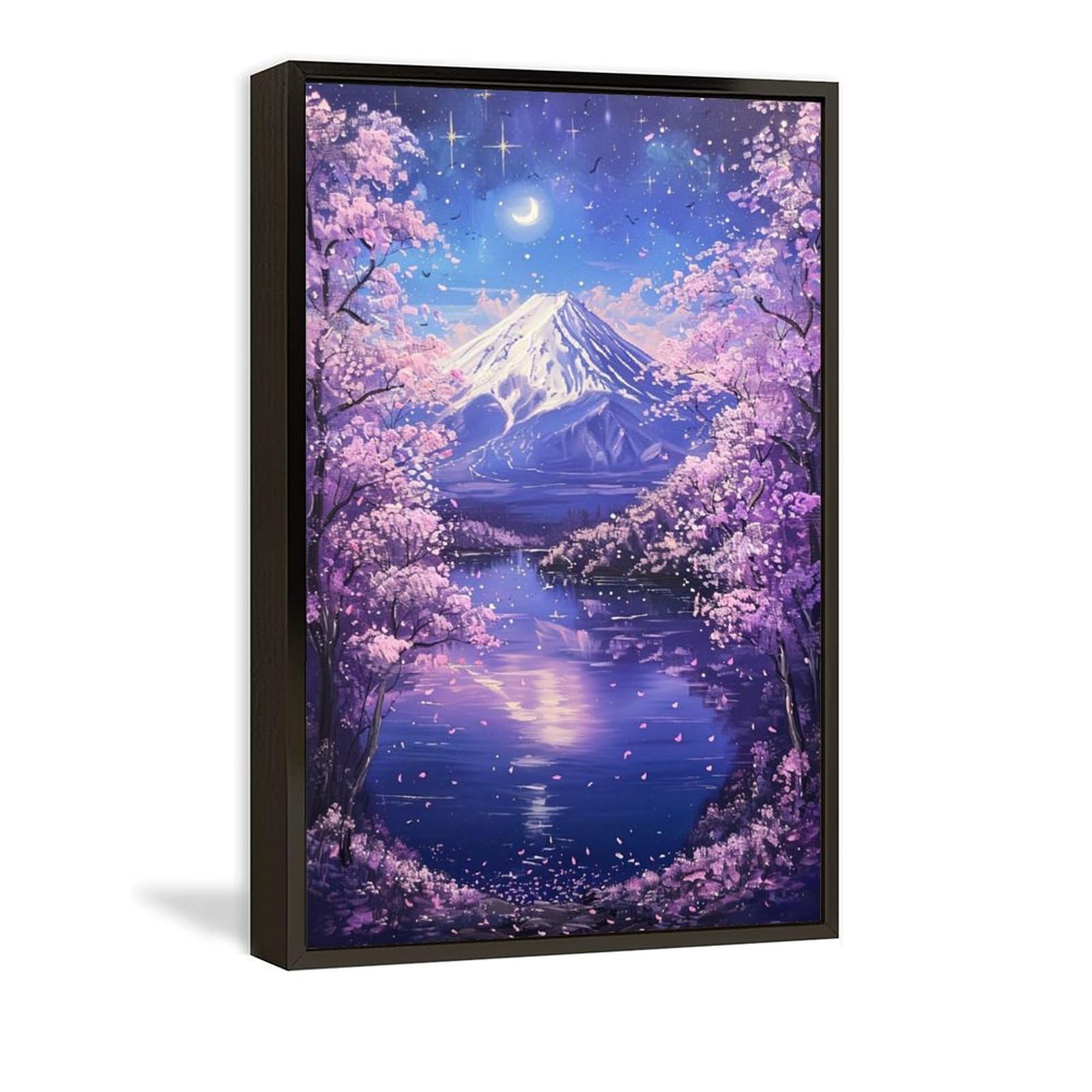 Amazon.co.jp: 絵画 富士山の夜桜が美しい景色インテリア 絵画 美しい
