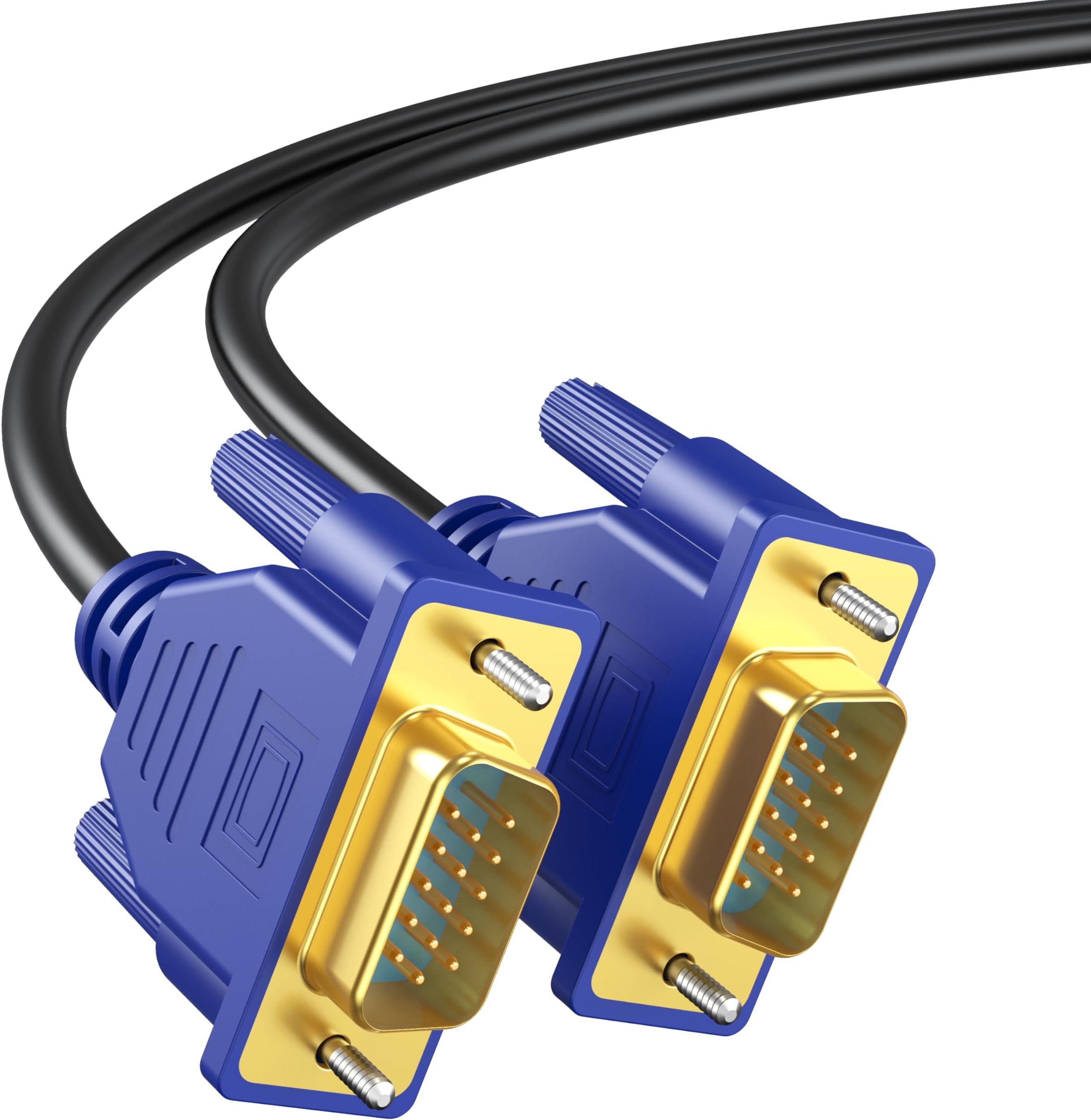VGA Cable 6 Feet, Gold-Plated Shielded VGA Male to Male Monitor Computer Cable Adapter Cord 15 Pin HD15 1080P@60Hz Full HD High Resolution for TV Computer Projector-Blue-Upgraded