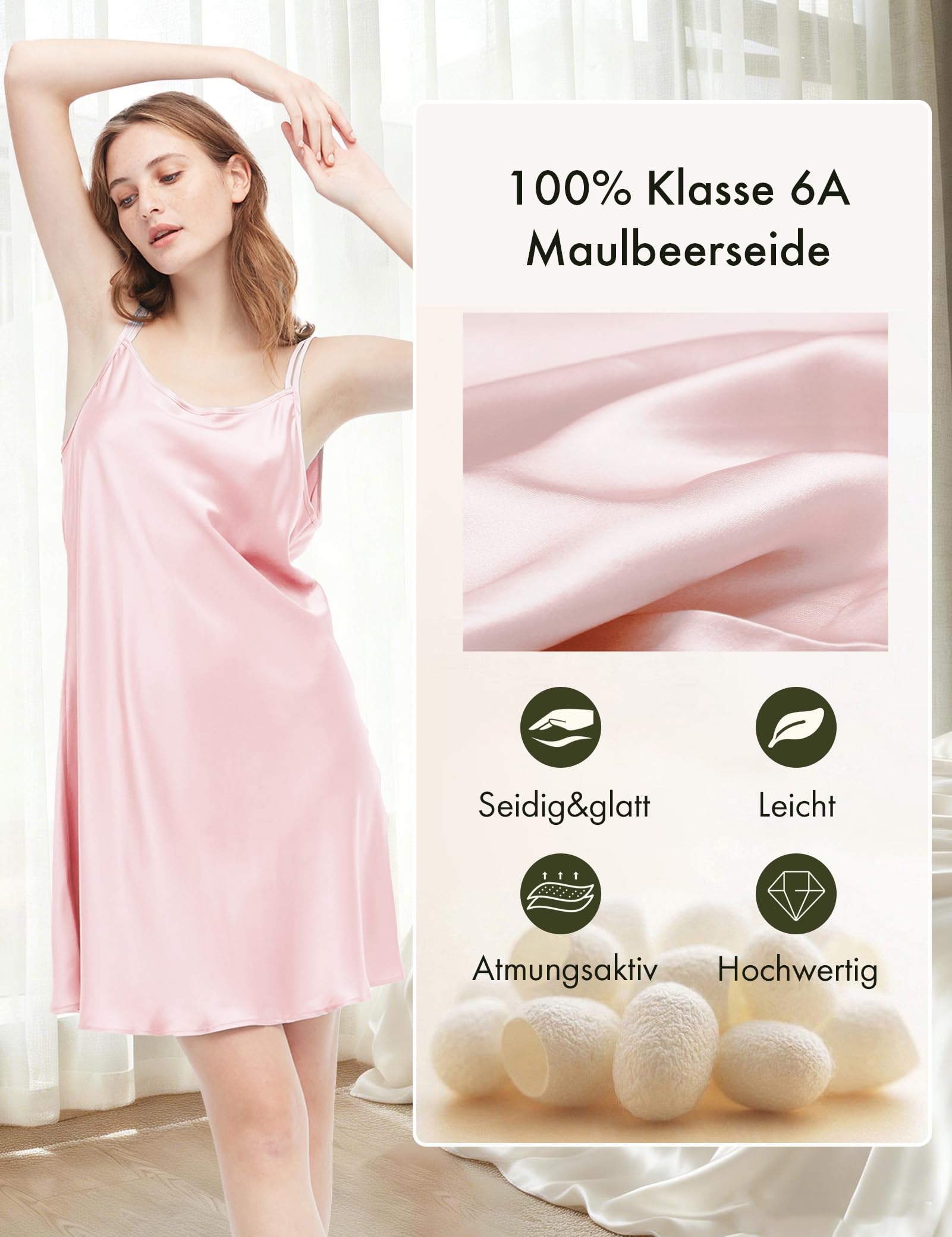 LilySilk Damska koszula nocna 100 z czystego jedwabiu krótka koszula nocna z niskim wycięciem na plecach damska koszulka nocna 19 Momme czysty jedwab koszule nocne dla kobiet