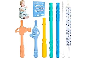 Hollow Teether Tube, Chew Straws Toddler Teething Toys