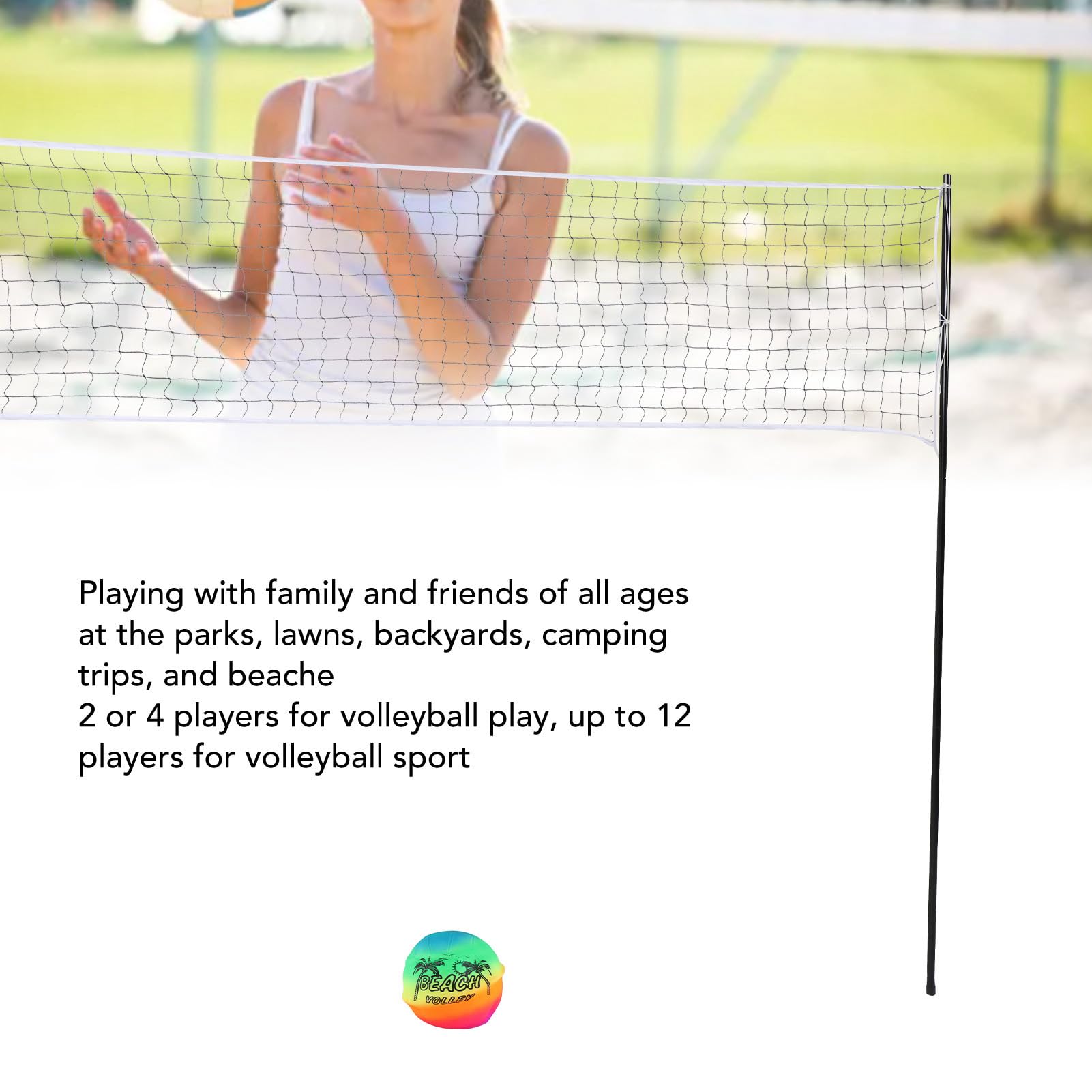 Jectse Set Volley Portatile, Completo con Rete per Spiaggia Outdoor