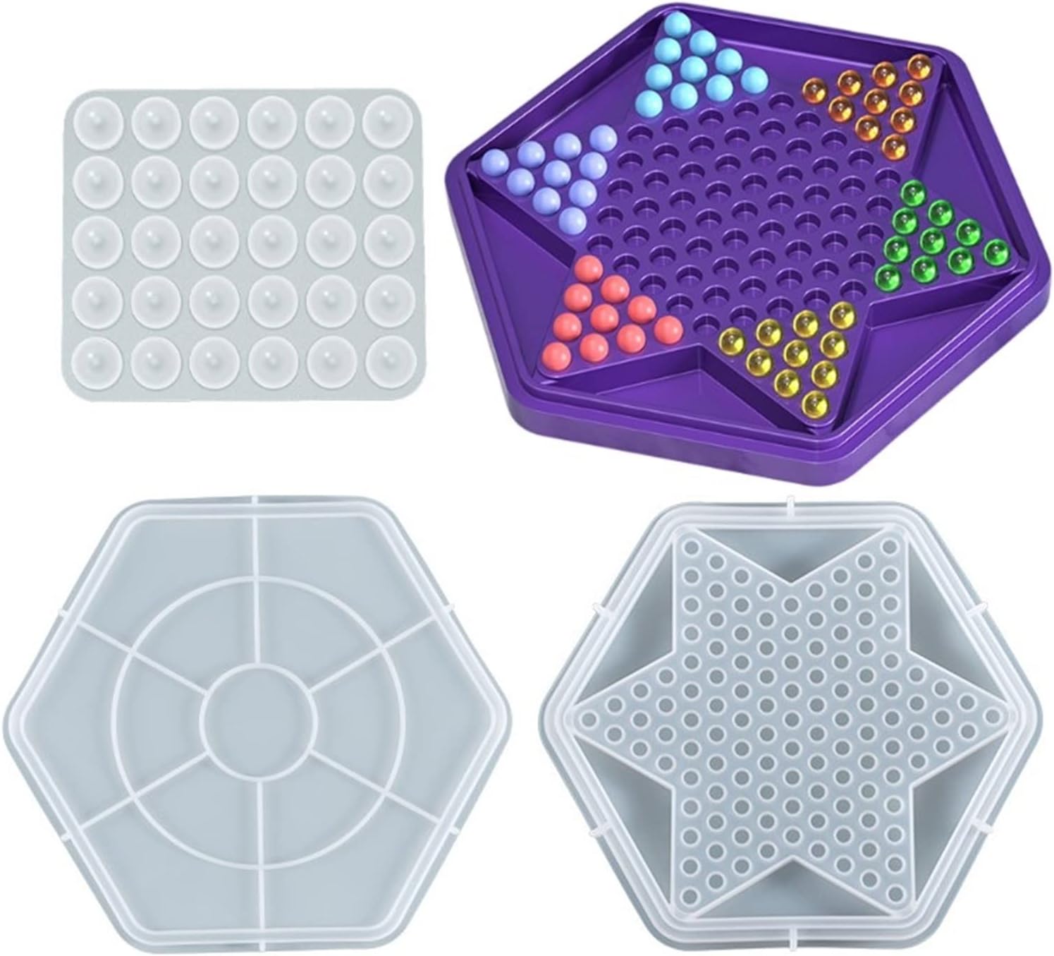 DIY Resin molds Board Game Resin molds Silicone Checkers Mold Board Game Silicone Casting Molds DIY Home Decoration Tools (Color : Checkers Board+Pieces)