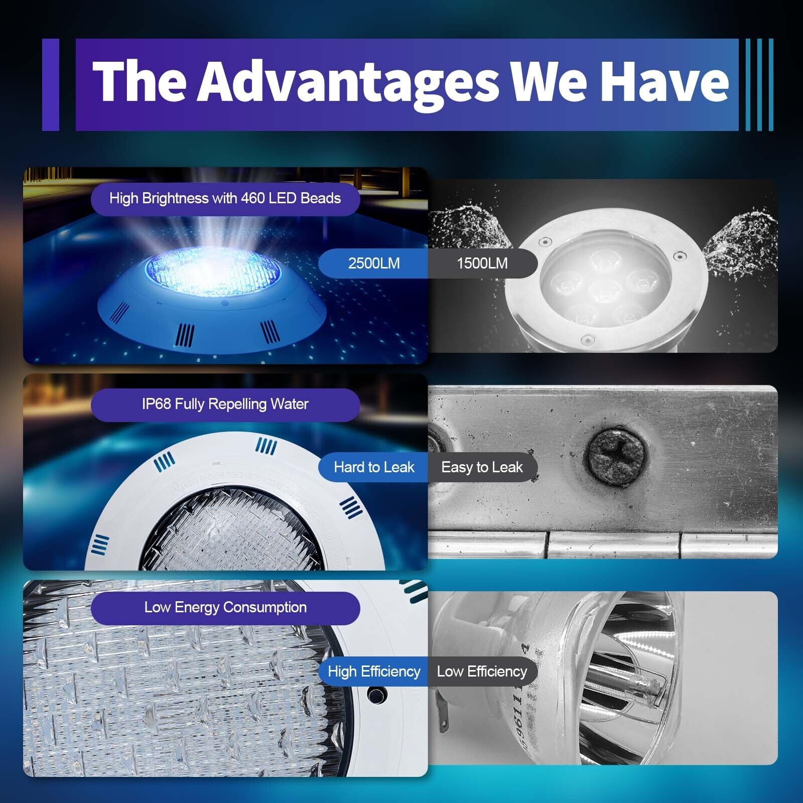 45 W LED RGB IP68 Foco subacuático para piscina luces de piscina con mando a distancia subacuática LED iluminación para piscina