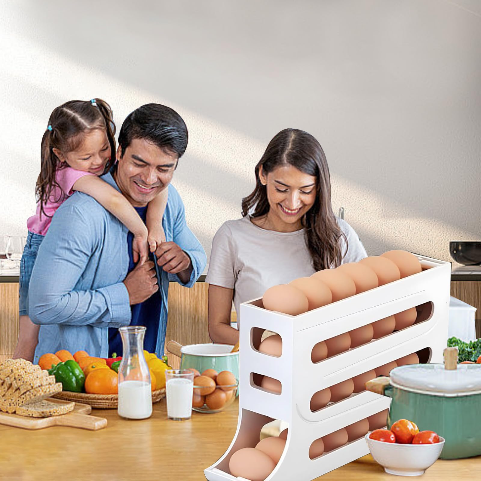 Organizador Nevera de 30 Huevos, Dispensador para Frigorifico con Diseño Práctico, Ideal para Mantener el Orden en la Cocina