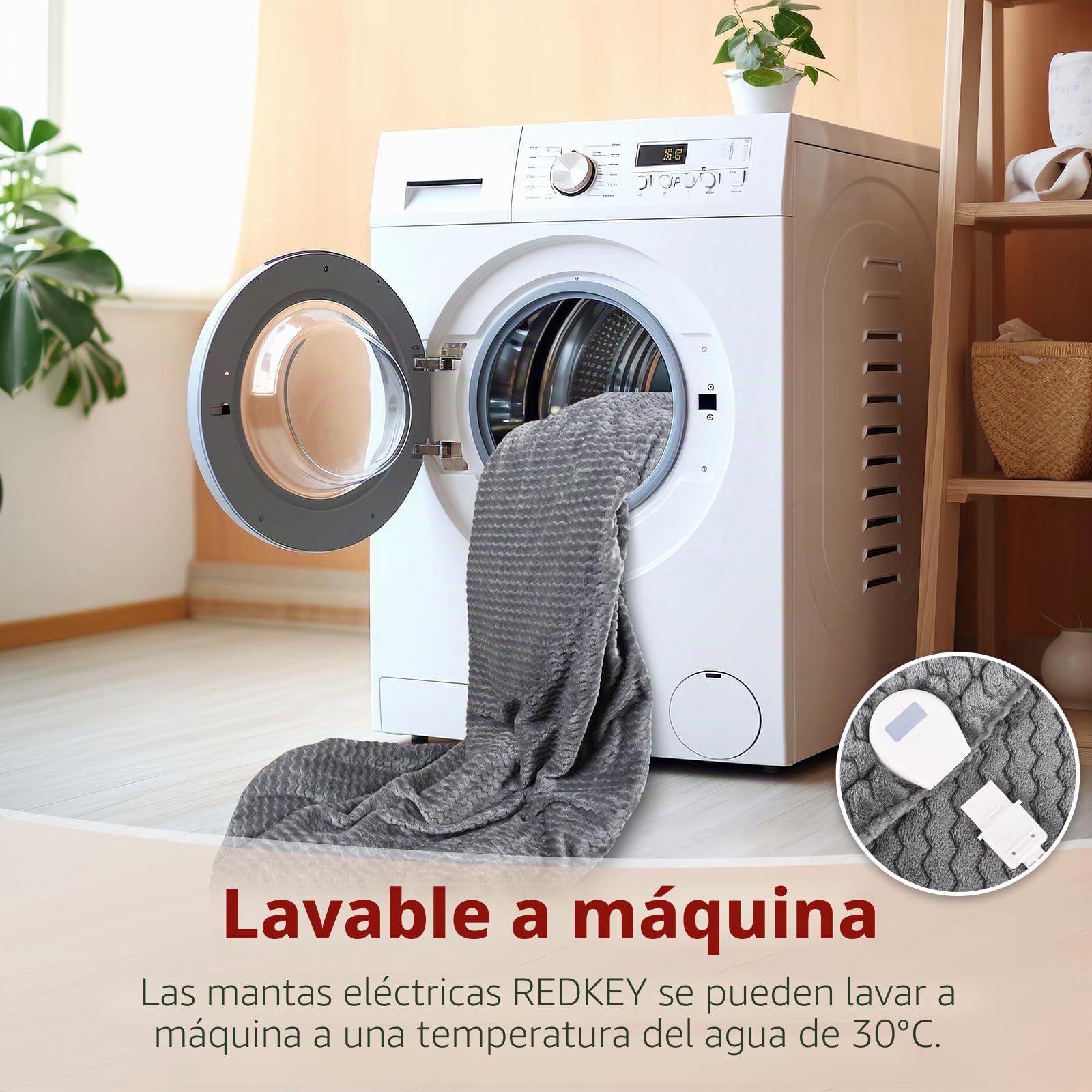 REDKEY Manta Electrica 180x130cm, Temporizador de 5 Horas y 9 Niveles de Calefacción, Desconexión Automática, Lavable a Máquina, Mando a Distancia Digital Manta Termica Gris
