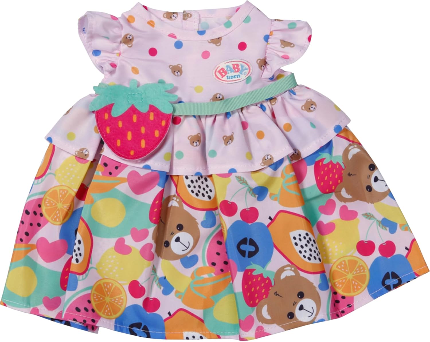 Baby Born Colourful Fruit Print Dress & Shoulder Bag Doll Accessories - Clothes Suitable for 43 cm Dolls