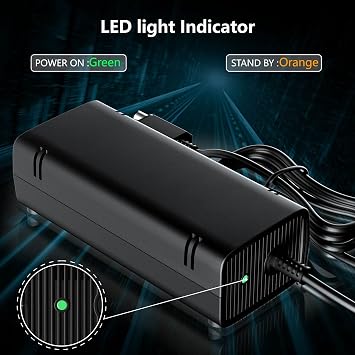 Power Supply for Xbox 360 Slim With Cord, [2022 Enhanced Quieter Version] AC Adapter Brick Replacement Charger for Xbox 360 Slim Console