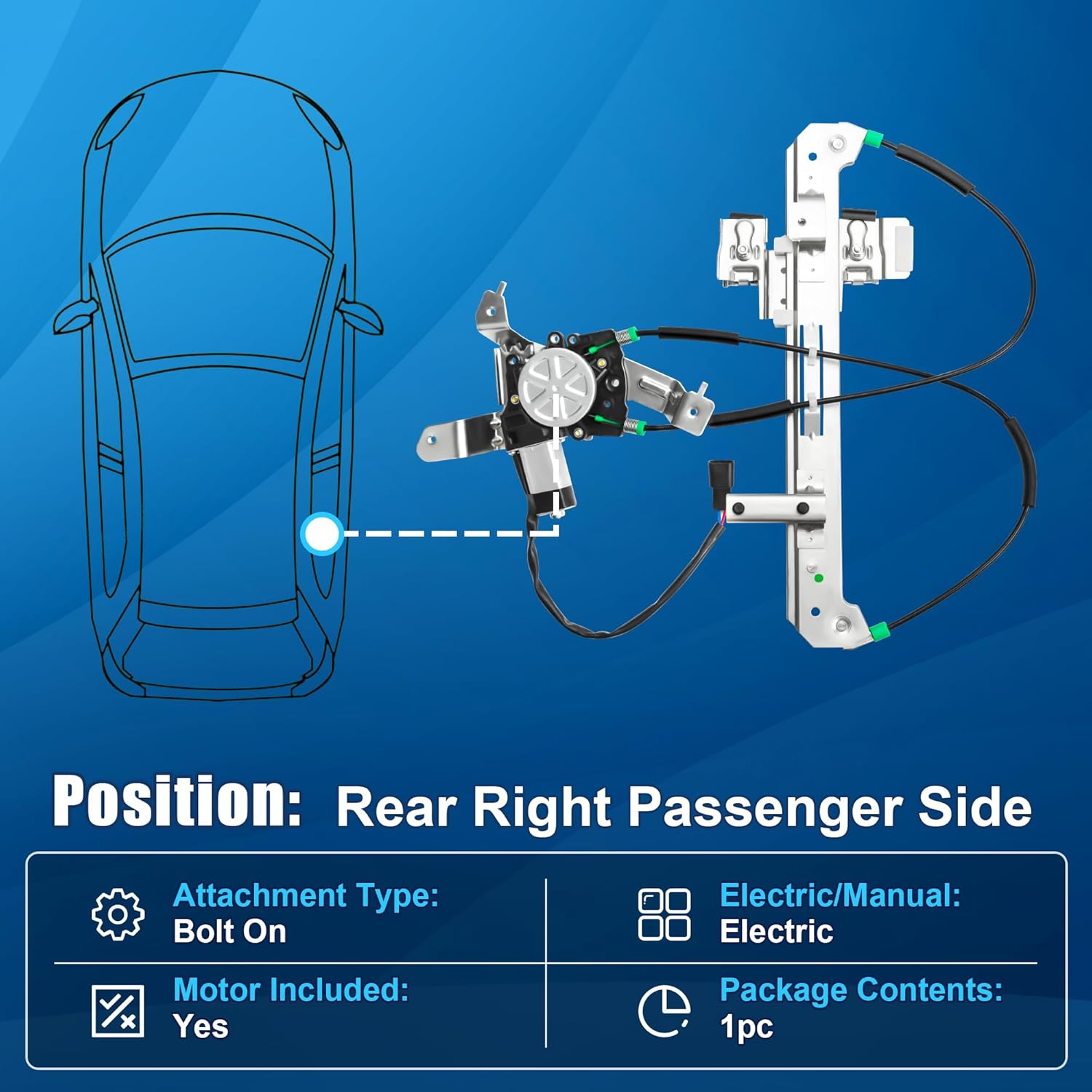 748-229 Power Window Regulator with Motor Assembly Rear Passenger Side Compatible with 2000 2001 2002 2003 2004 2005 2006 Chevrolet Tahoe, GMC Yukon, Cadillac Escalade Window Lift Regulator