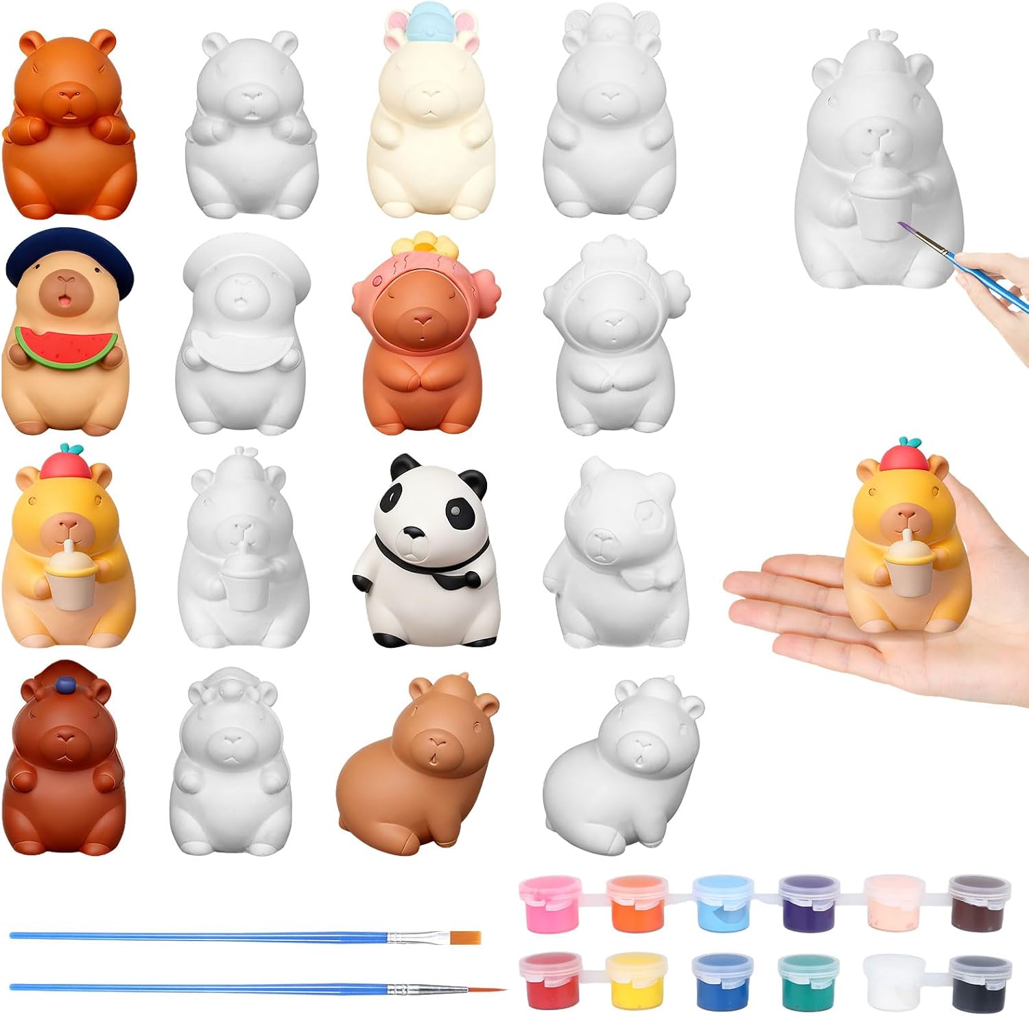Gweichunon 8 Pcs 3.15" Ceramic Figurines Painting Kit for Adults