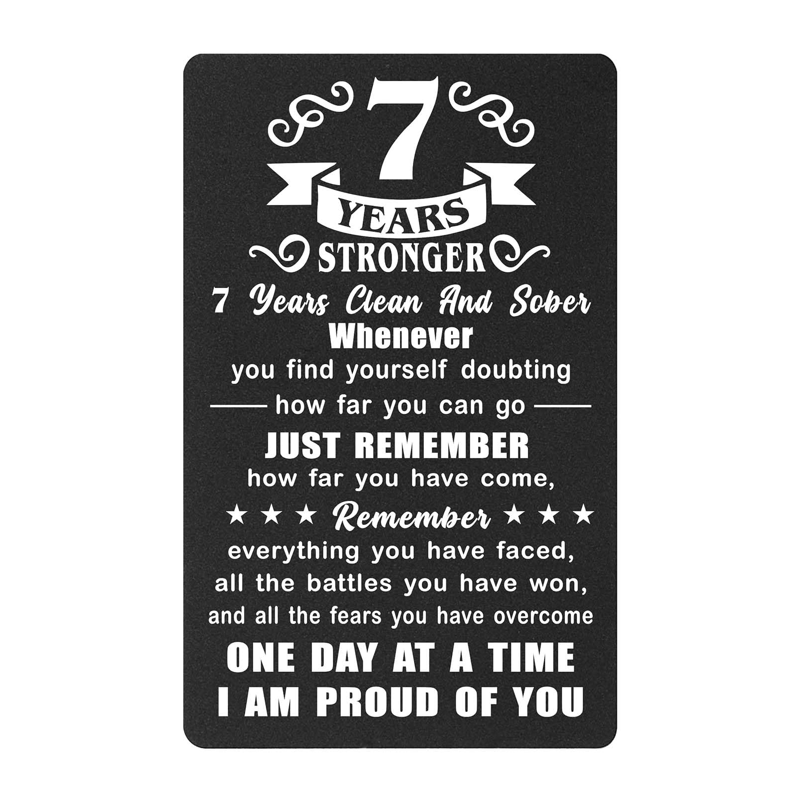 Richesele 7 Years AA Sobriety Gifts - AA 7 Years Card for Women Men - Durable 7 Years Stronger and Sober Card - Insipirational AA NA Recovery Engraved