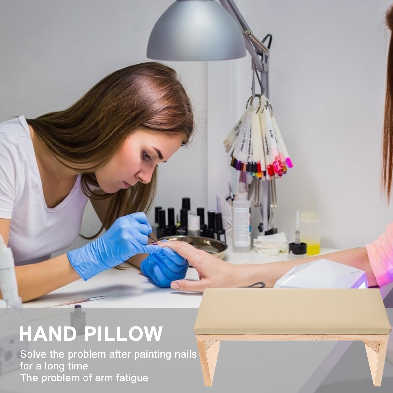 Cuscino Poggiamano in Pelle Beige per Manicure Professionale e Principianti, Comodo e Resistente, per Nail Art e Pratica Unghie