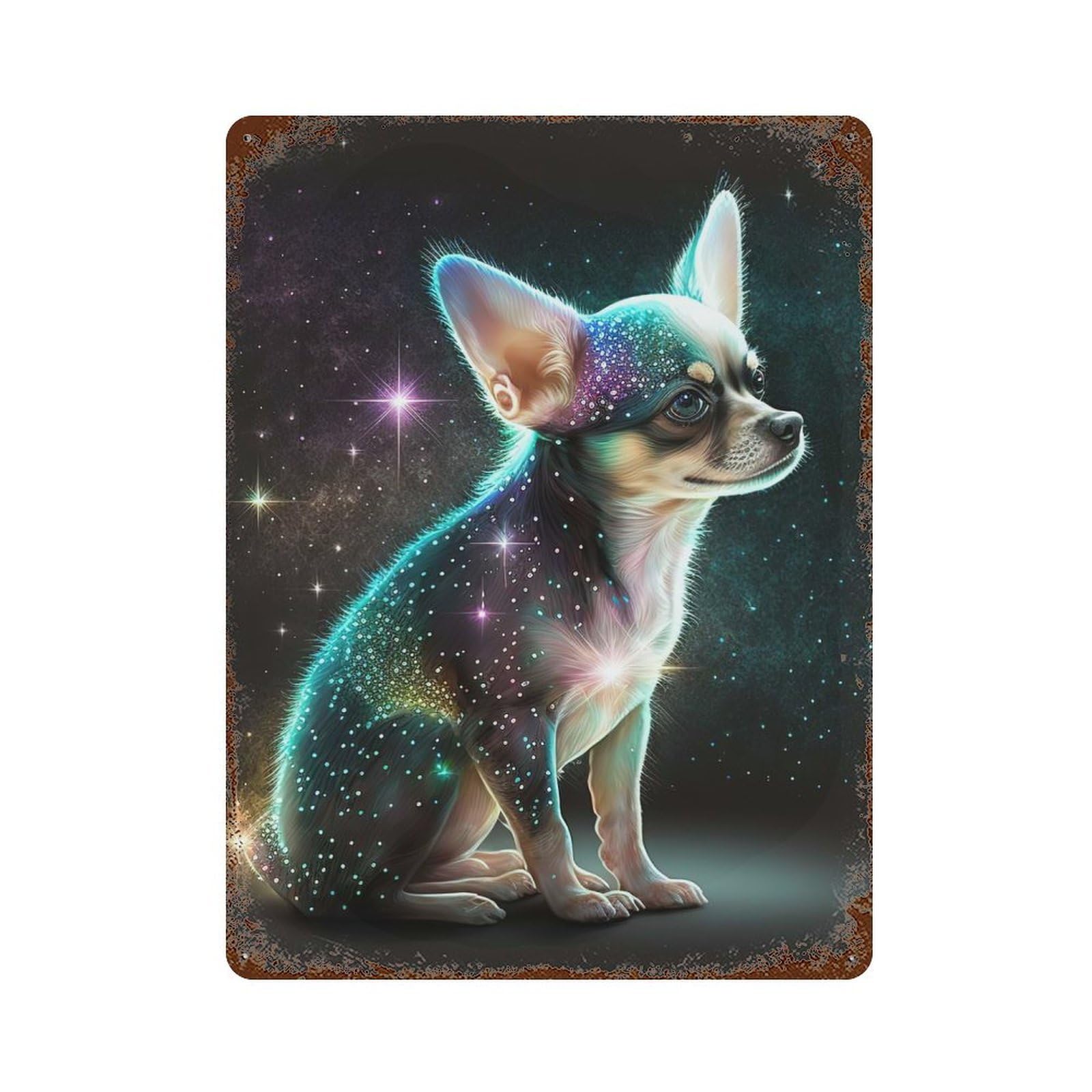 Cute Chihuahua Dog Vintage Rust Metal Sign 15.7"x11.8", Retro Wall Decor for Garage, Pub Or Kitchen