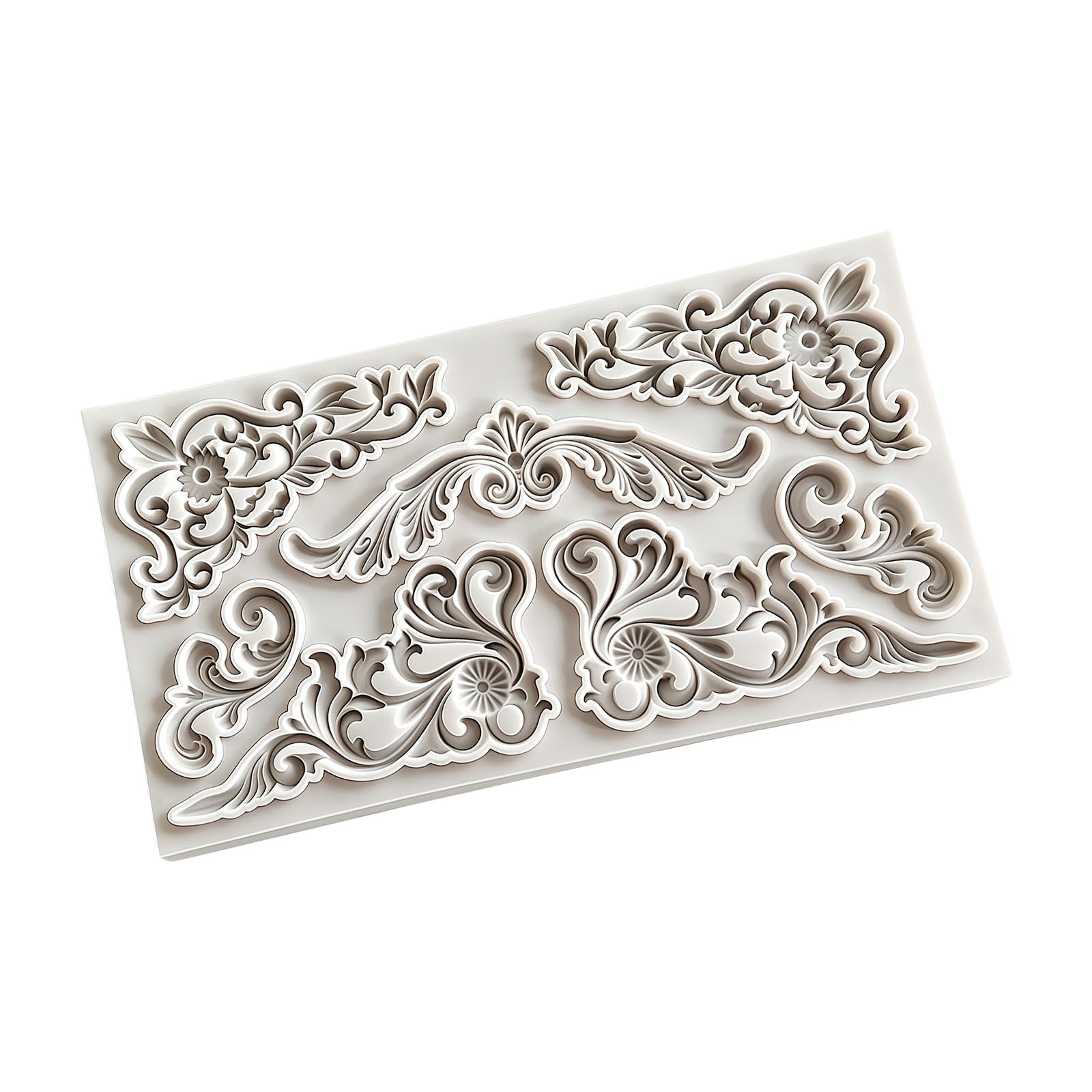 SHINLHUA Retro Floral Embossing Silicone Mold for Chocolate Cake Fondant Decoration Clay Ornament Epoxy Resin Art Food Grade Elastomer Cast