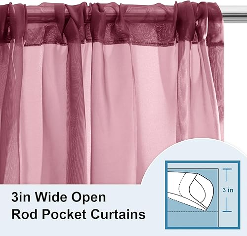 Miniatura 2 de LOYOLADY Cortinas traslúcidas blancas de 108 pulgadas de largo, juego de 1 paneles de cortinas traslúcidas para dormitorio, cortinas traslúcidas