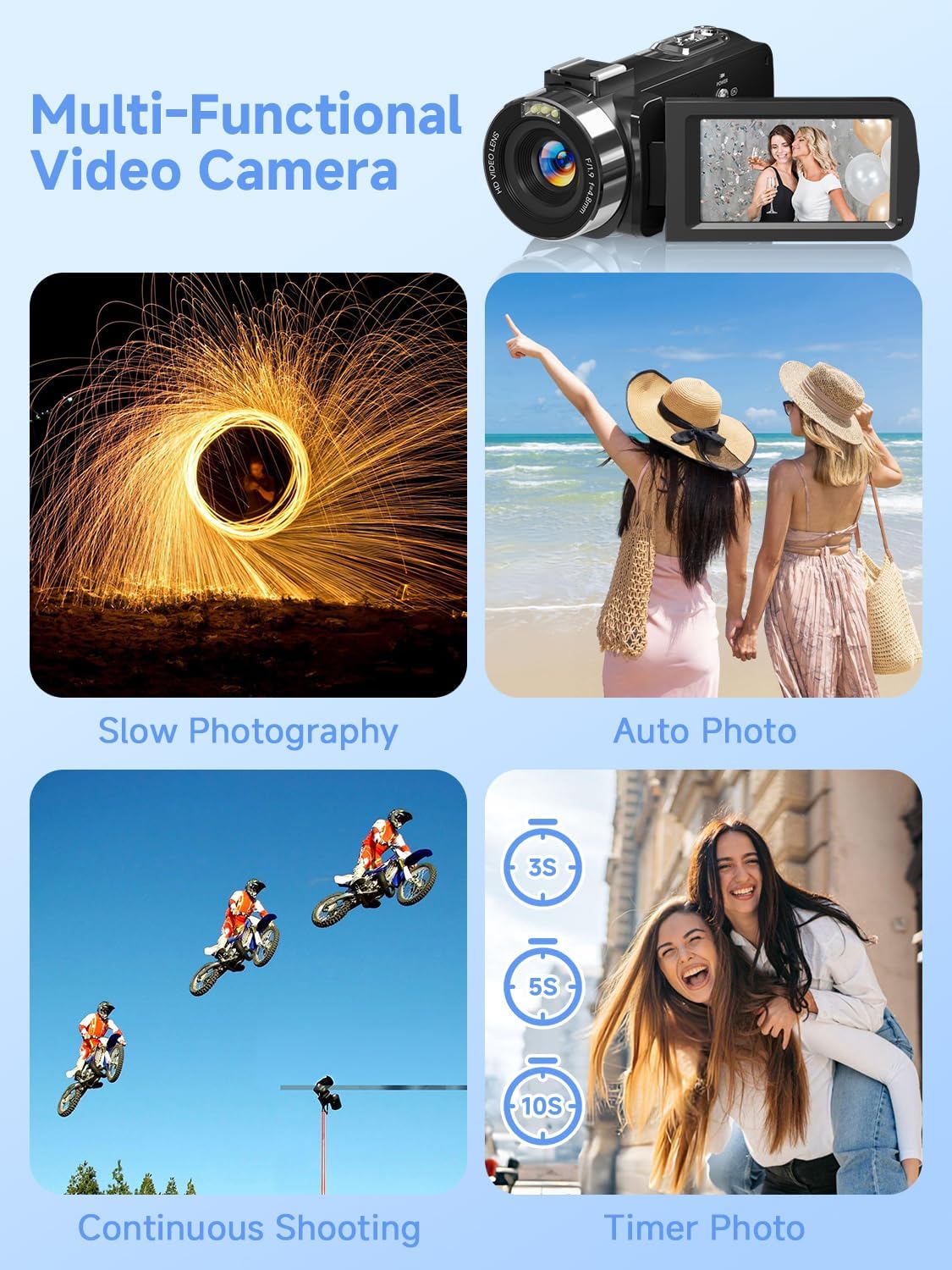 Camcorder,FHD 4K 56MP Video Camera,WiFi Vlogging Cameras for YouTube with IR Night Vision,18X Digital Zoom 3.0''Touch Screen Digital Camera with 64GB Card,Remote Control,Webcam and Battery - Image 5