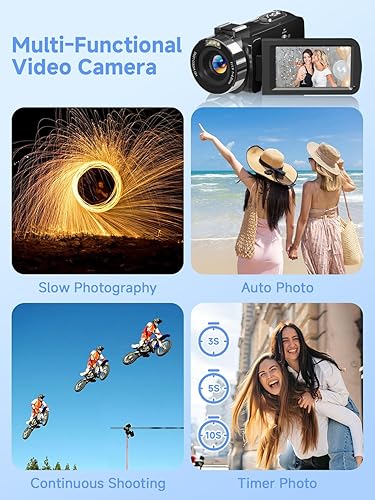 Miniatura 5 de Cámara Digital, Cámara de Video 4K Camcorder UHD 56MP WiFi para Vlogging, Zoom Digital 18X, Visión Nocturna IR, Cámaras con Pantalla Táctil de 3