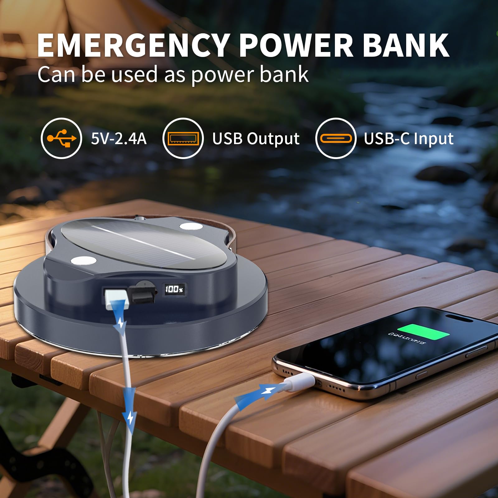 6000LM Torcia portatile LED Lanterna da campeggio 7.2 "Luce ricaricabile 70W 10400 con magnete, IPX4 impermeabile tenda luci mancanza di energia Kit di sopravvivenza di emergenza tempesta di neve