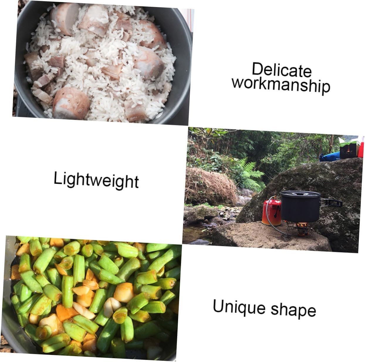 KOMBIUDA 1pc Folding Camping Pot Lightweight Cookware Ergonomic Handle for Outdoor Cooking Hiking and Backpacking Includes Mesh Storage Pouch