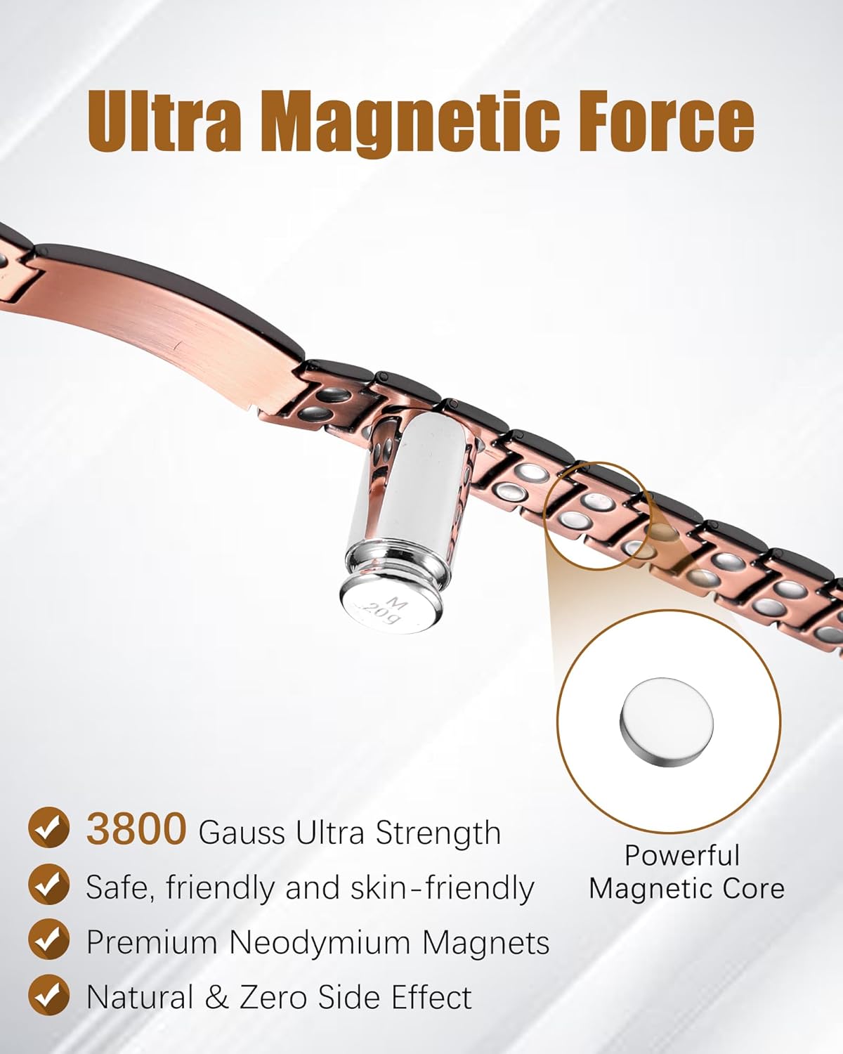 Copper Cross Bracelet for Men, Ultra Strength Magnetic Bracelets for Men - Adjustable Copper Jewelry with Sizing Tool & Gift Box - Image 3