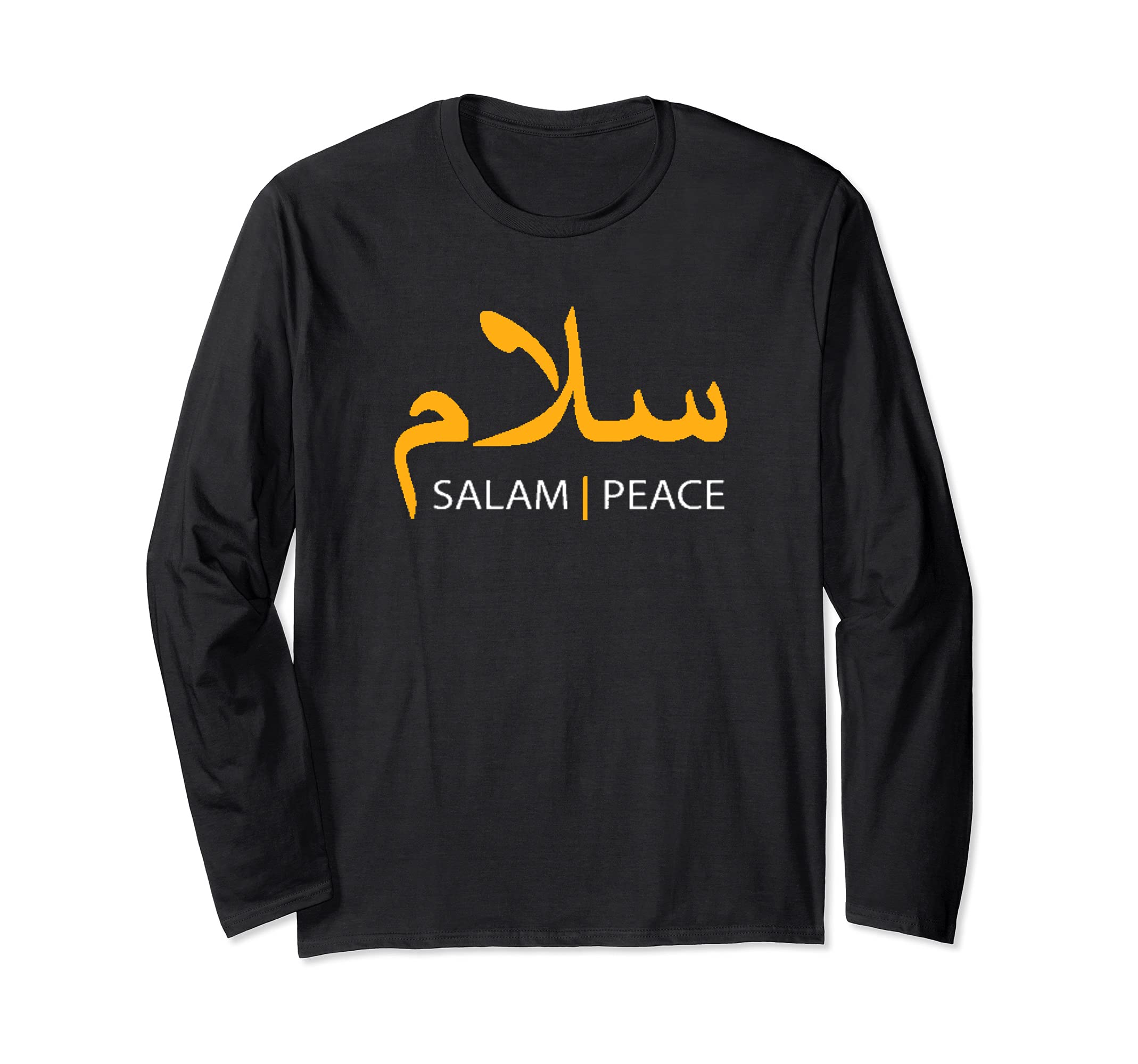 Salam Peace Arabic Calligraphy Long Sleeve T-Shirt, Black