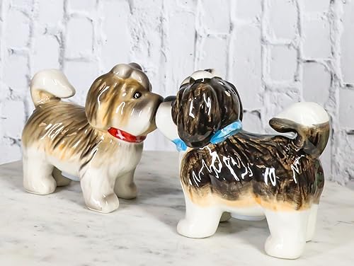 Miniatura 7 de Ebros Gift Juego de figuras de cerámica animadas de perro Shih Tzu para cocina, salero y pimentero, 3 pulgadas de largo, pedigrí, cachorros, perros,