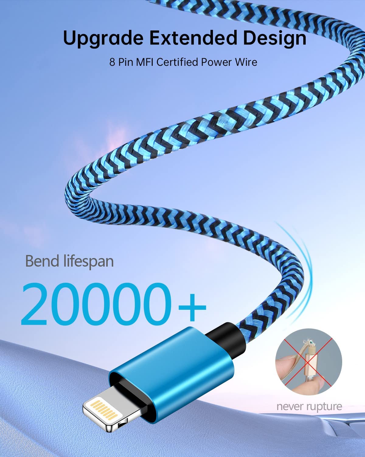 Confezione da 3 cavi AUX a lightning da 91 cm, cavo ausiliario intrecciato per iPhone, autoradio, altoparlante, cuffie, illuminazione certificata Apple MFI su connettore da 3,5 mm, cavo audio per