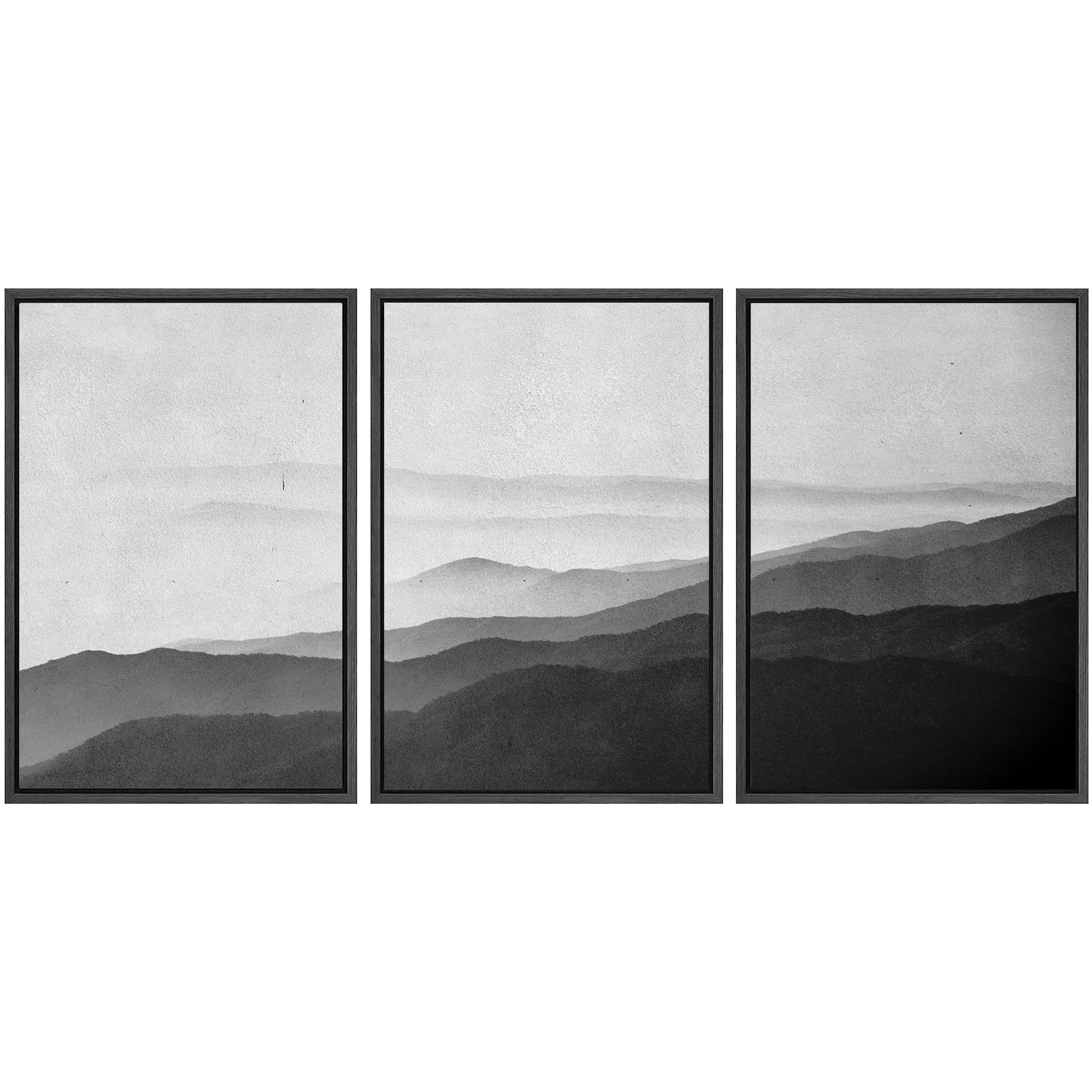SIGNWIN Framed Canvas Print Wall Art Set Blue White Grunge Geometric Pattern Abstract Shapes Cozy Neutral Decorative Contemporary Minimal for Living Room, Bedroom, Office - 24"x36"x3 Natural — view 40