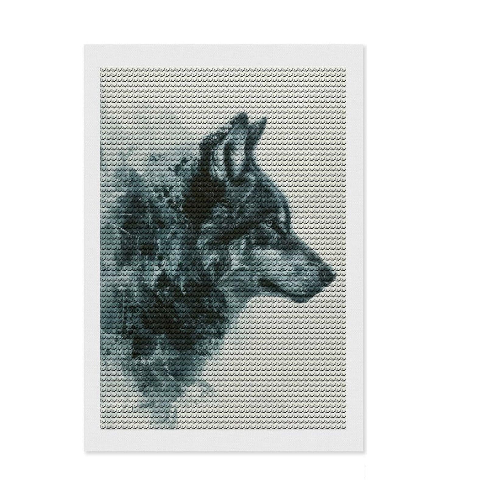 Junmoney Wolf Profile Painting Diamond Painting Set 8"x12", Easy to Enjoy, Easy Handmade Project, Boho Decor, Birthday Gift, Stress Relief Craft