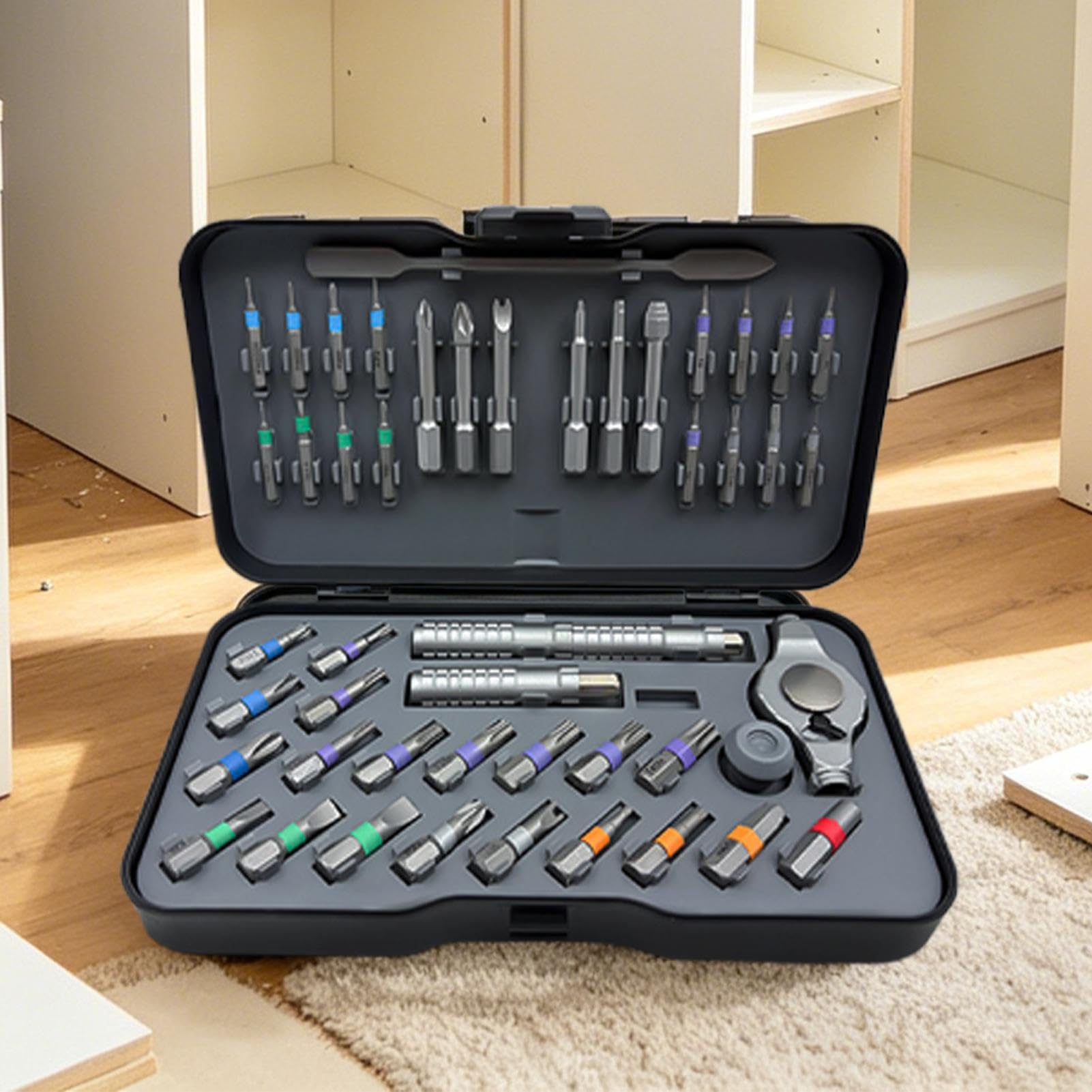 Destornilladores Magnéticos Set Kit Magnético 47 En 1 Con Puntas De Acero | Kit De Destornillador De Trinquete Versátil Para Hogar Automoción Electrónica Taller Mecánica Electrodomésticos