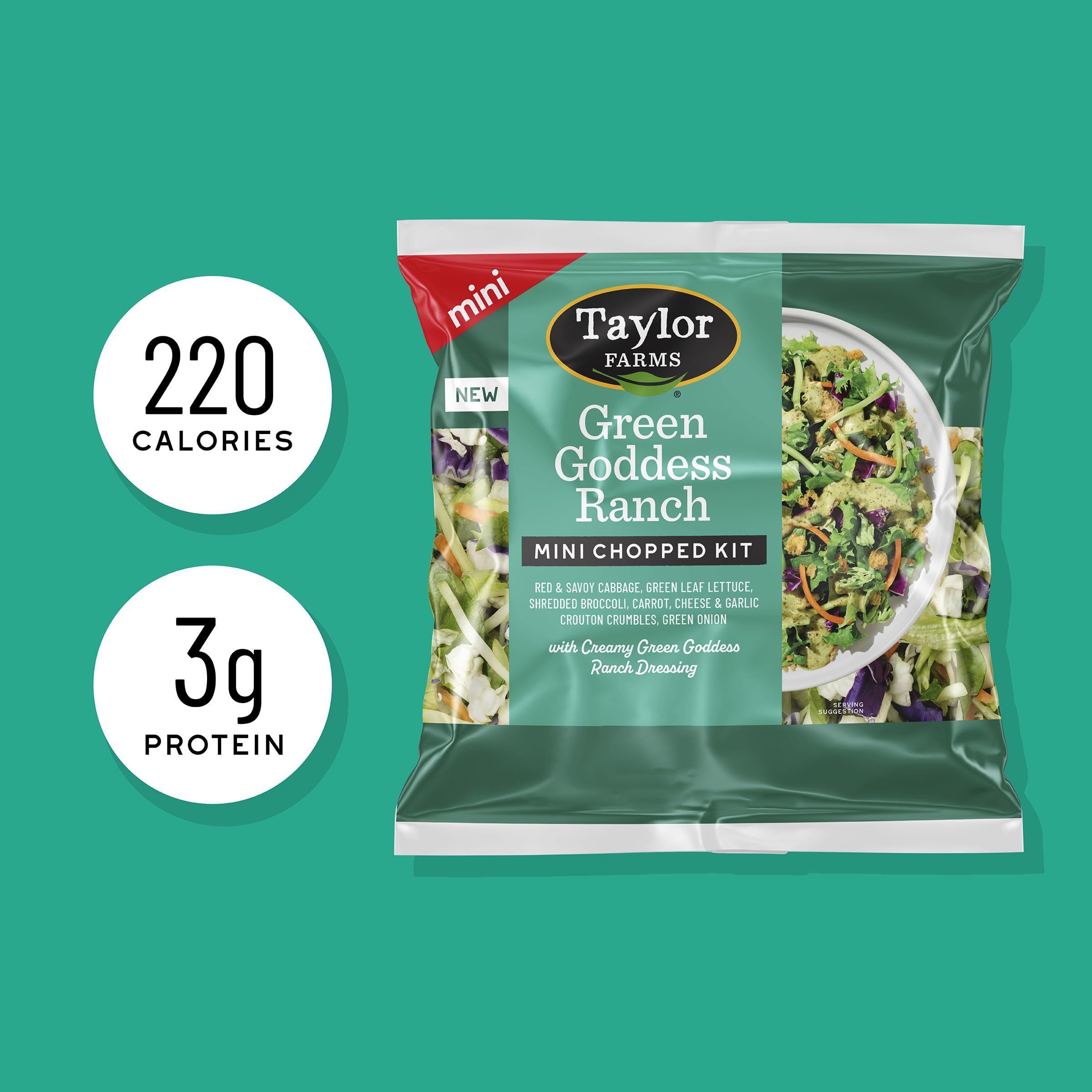 Amazon.com: Taylor Farms Green Goddess Ranch Mini Chopped Salad Kit 4.55oz  : Grocery & Gourmet Food