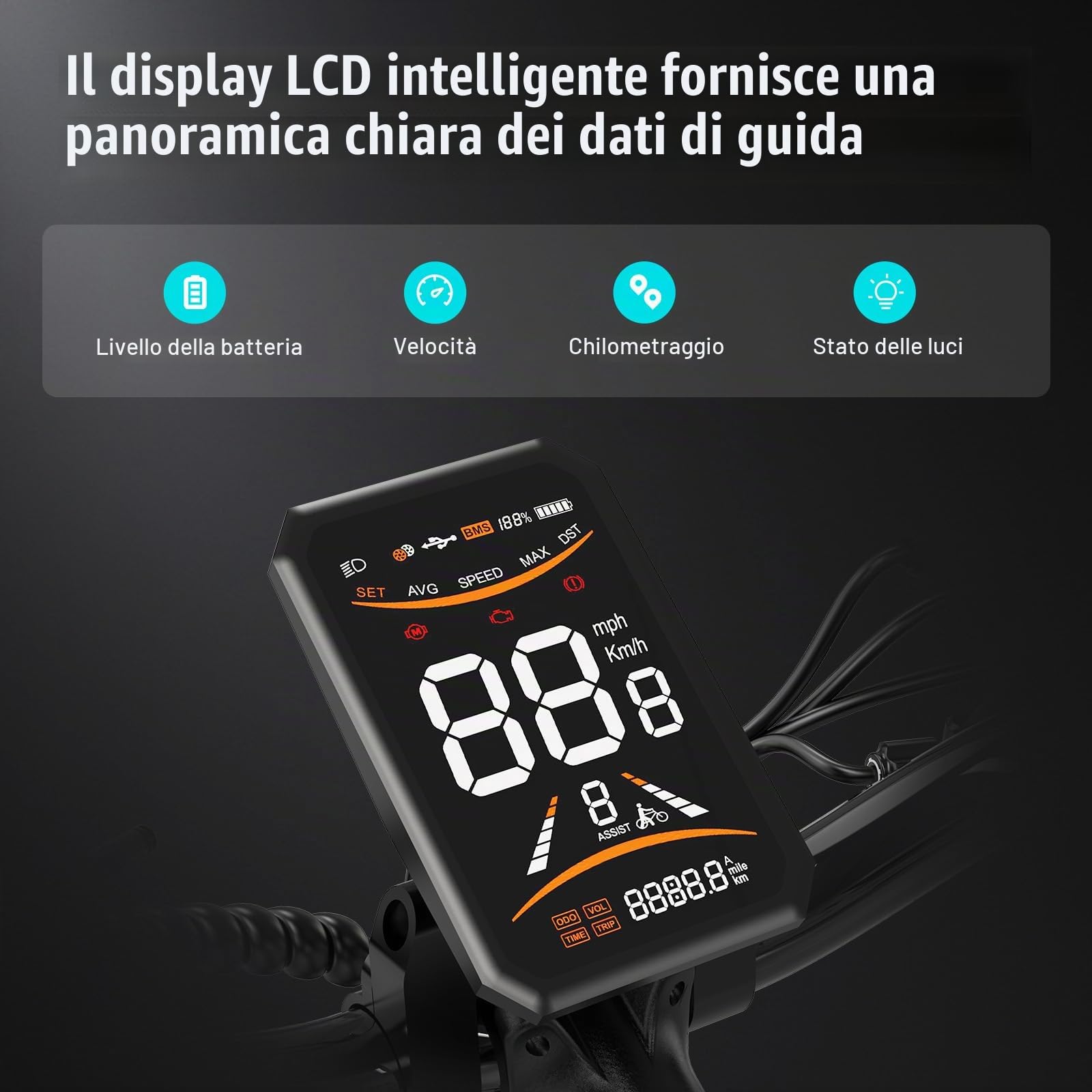 COLORWAY 26" Bicicletta elettrica per adulti, Mountain Bike, EBike con batteria rimovibile 36V 15Ah, display LCD, doppio freno a disco, sedili ammortizzanti, autonomia fino a 45-100 km.