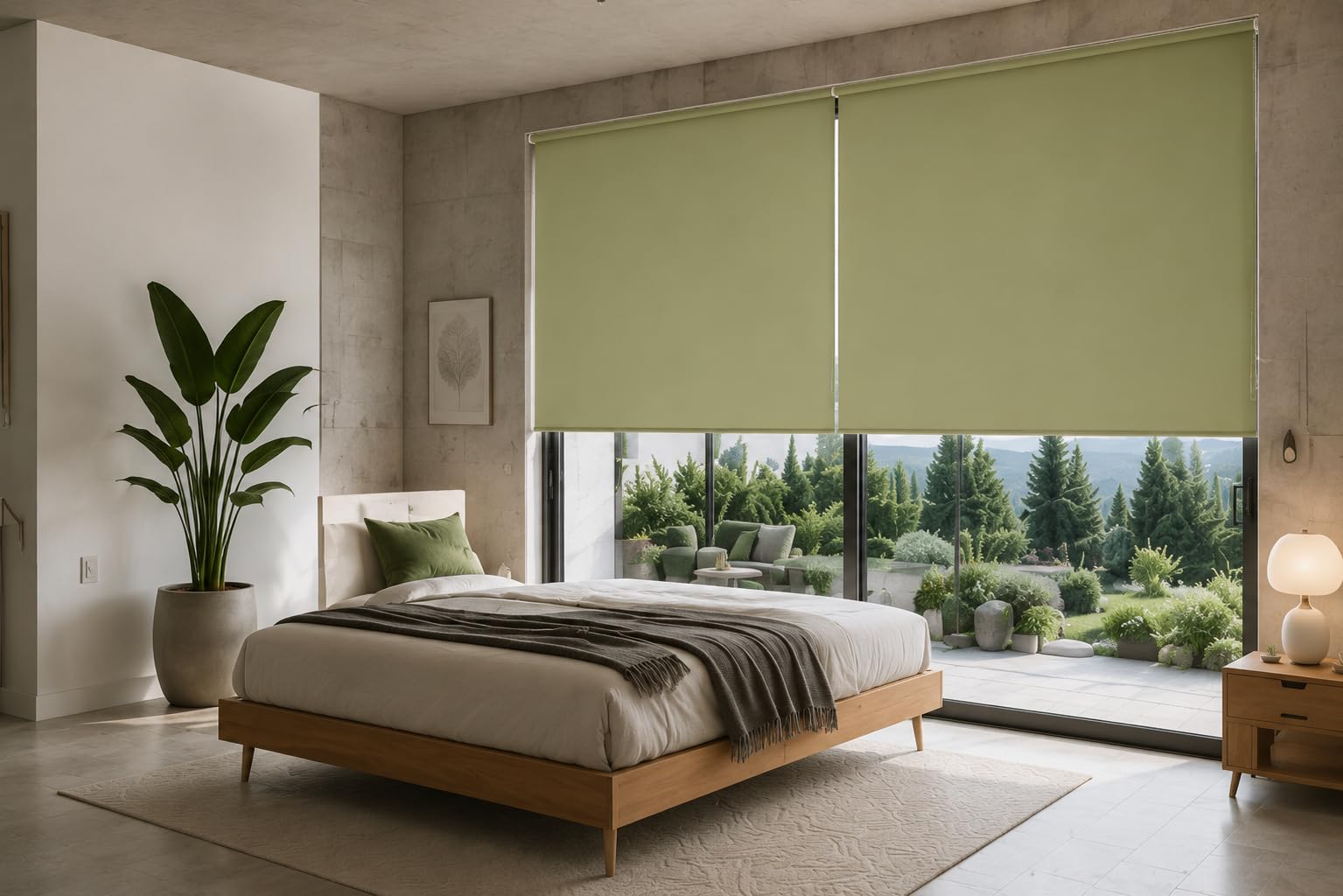 Estoralis | Dracarys | Store Enrouleur Moderne | Tissu occultant | Couleur Vert Clair | 150 x 235 cm (Largeur/Hauteur) Taille du Tissu 147 x 230 cm | Stores pour fenêtres et Portes