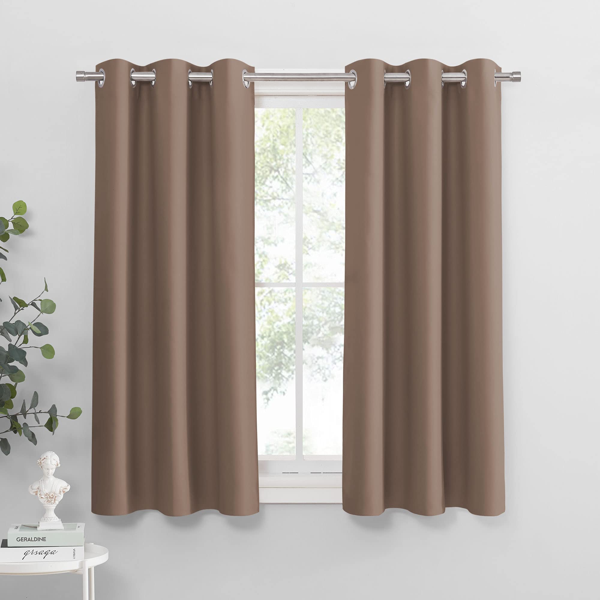 PONY DANCE Basement Window Curtains, 1 Pair, Chocolate Brown