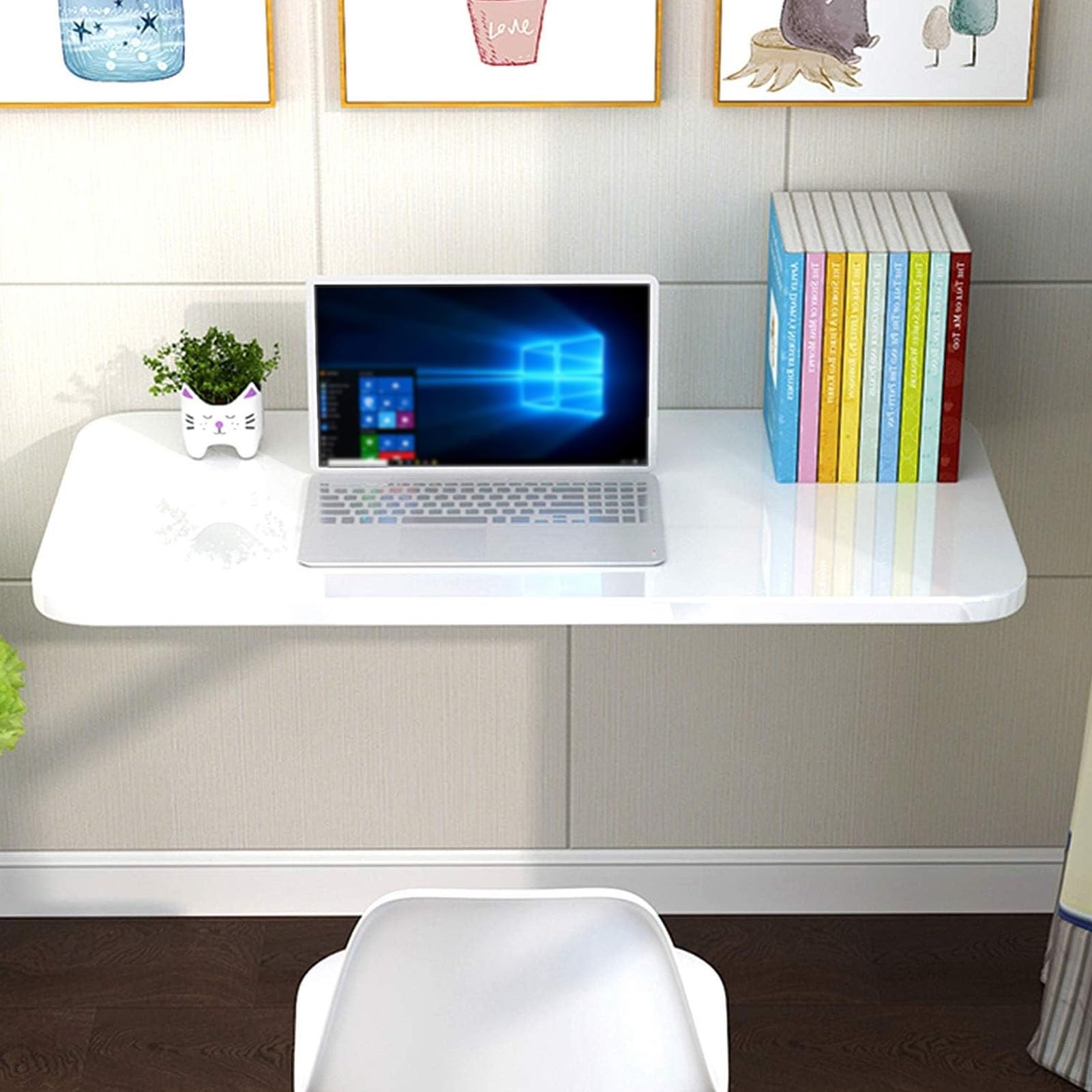 Mesa plegable montada en la pared para sala de estudio, dormitorio, baño, escritorio plegable para computadora portátil con mesa de trabajo plegable y mesa de comedor de desayuno, escritorio flotante