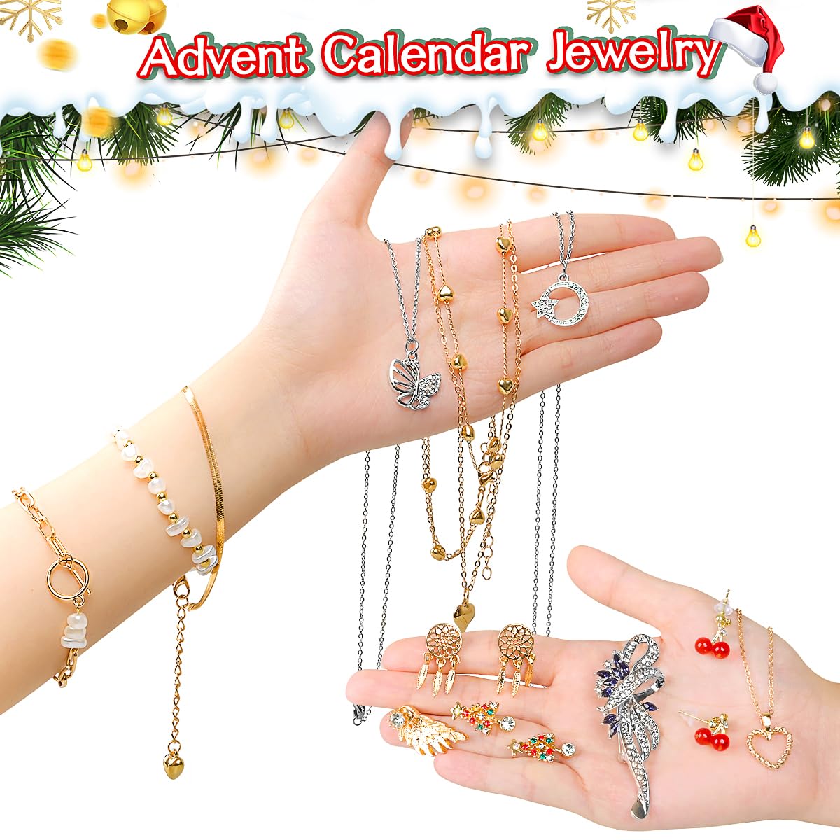 iZoeL Adviento Calendario 2025 Joyería Mujeres Adolescentes Chicas 2025 Calendario Navidad 24 Gran Bisutería Calendario Adviento Collar Pulsera Pendientes Broche