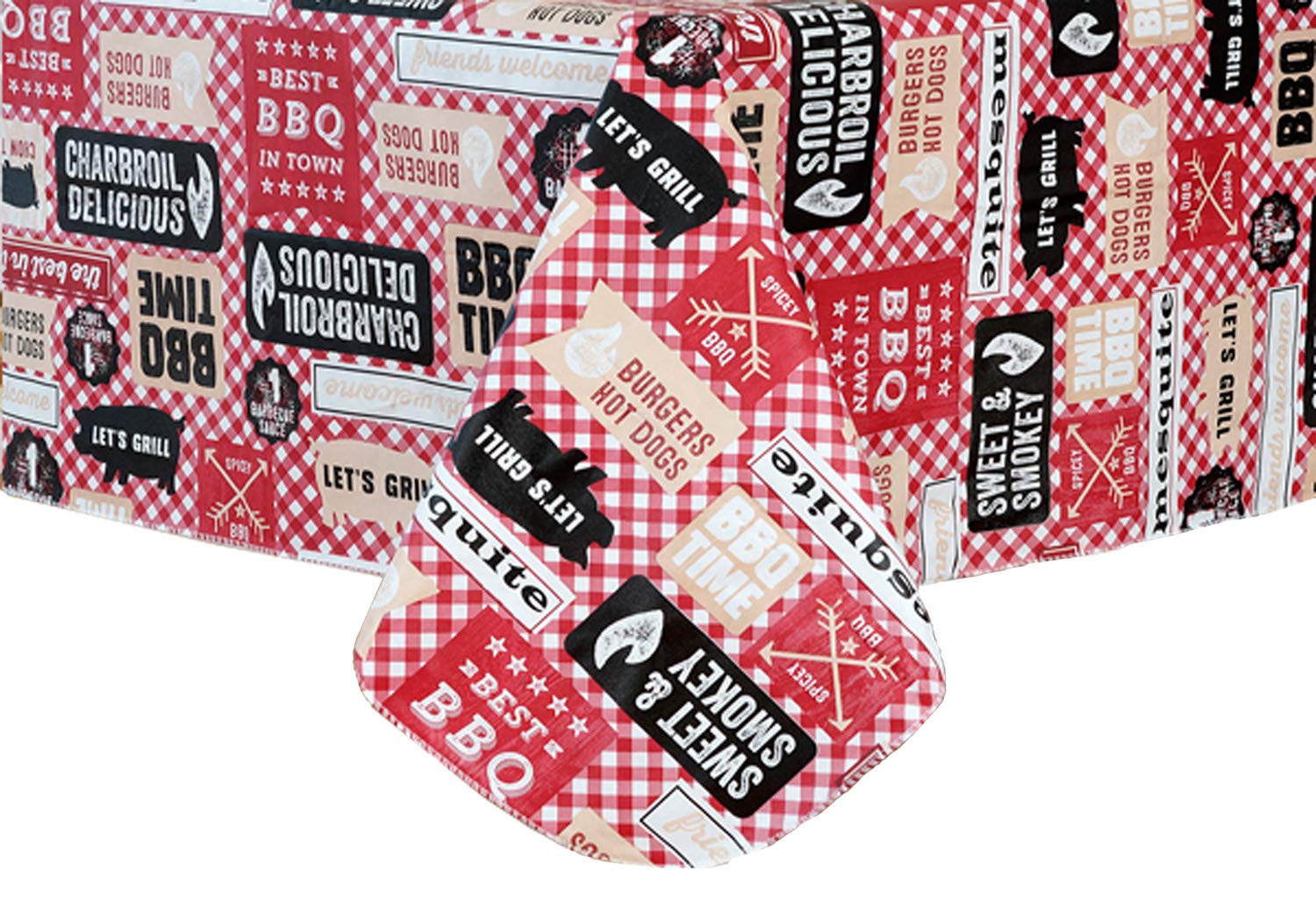 Everyday Luxuries by Newbridge Mesquite BBQ Flannel Backed Indoor Outdoor Vinyl Table Linens, 52-Inch by 70-Inch Oblong (Rectangle) Tablecloth