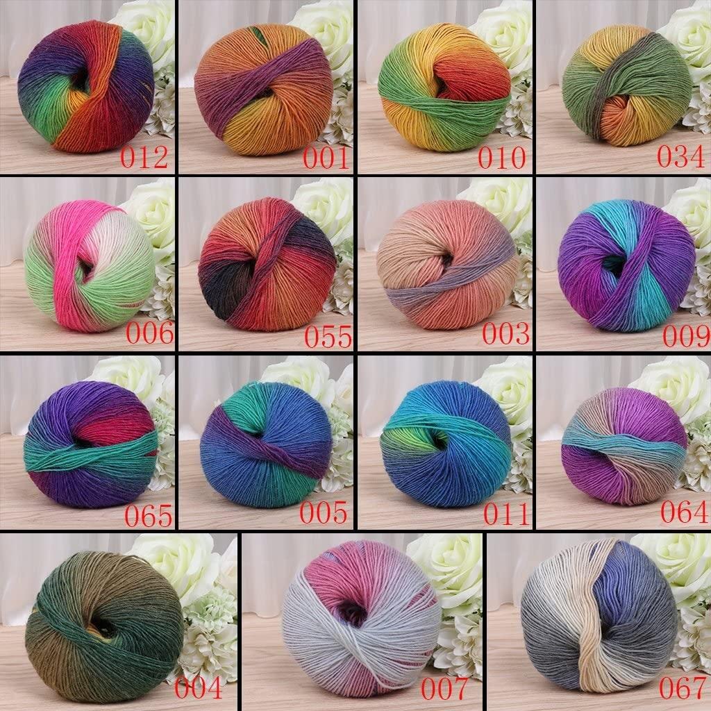 QJH – Fil Doux Arc-en-ciel 100% Laine, Fil Multicolore Dégradé Pour Tricot Au Crochet, Longueur Totale 50g/1.76oz X3 (180m/196yd X3
