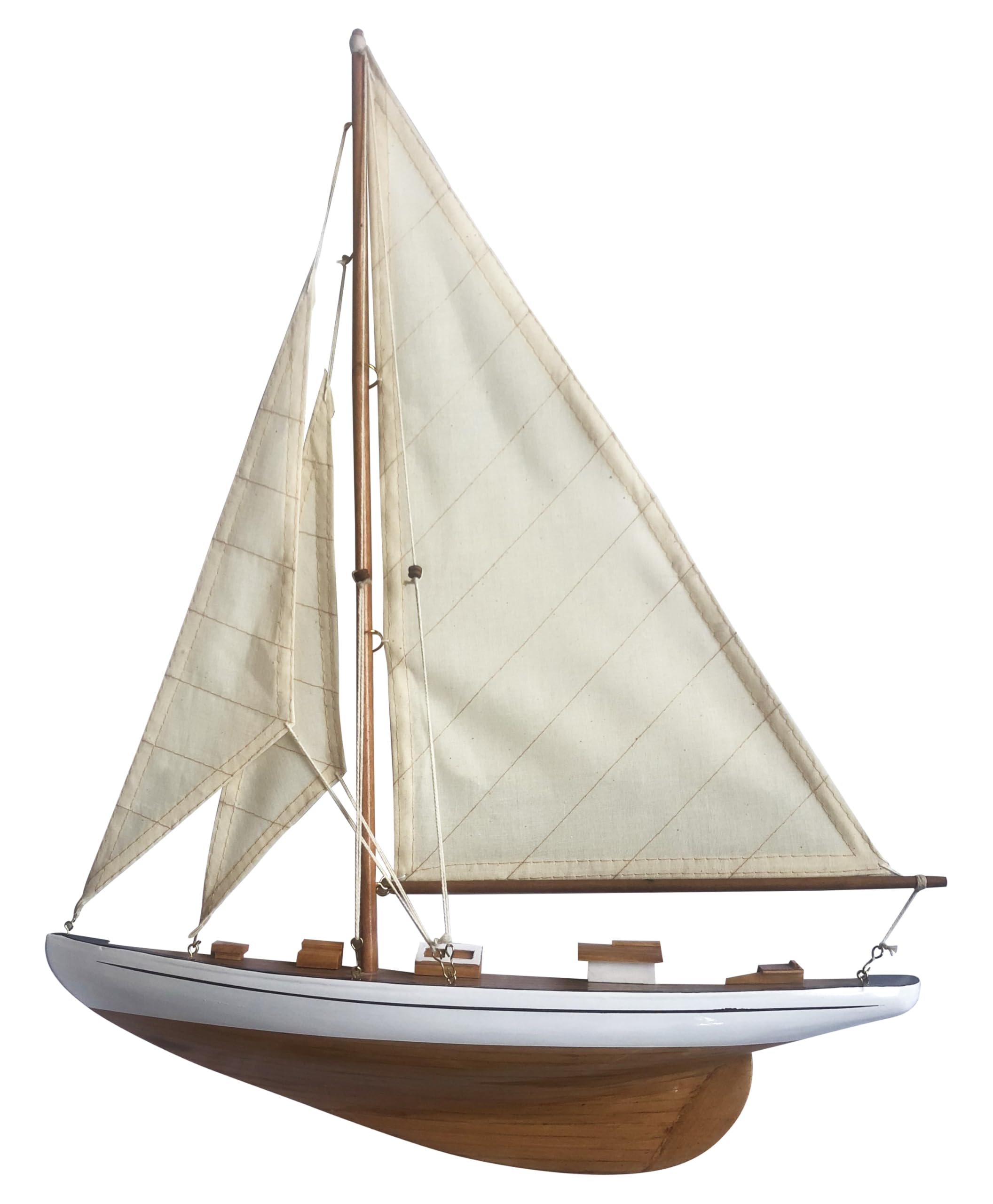 Sea-Club Halbrumpf-Segelyacht Modellschiff Holz/Stoff 42x53cm braun/weiß