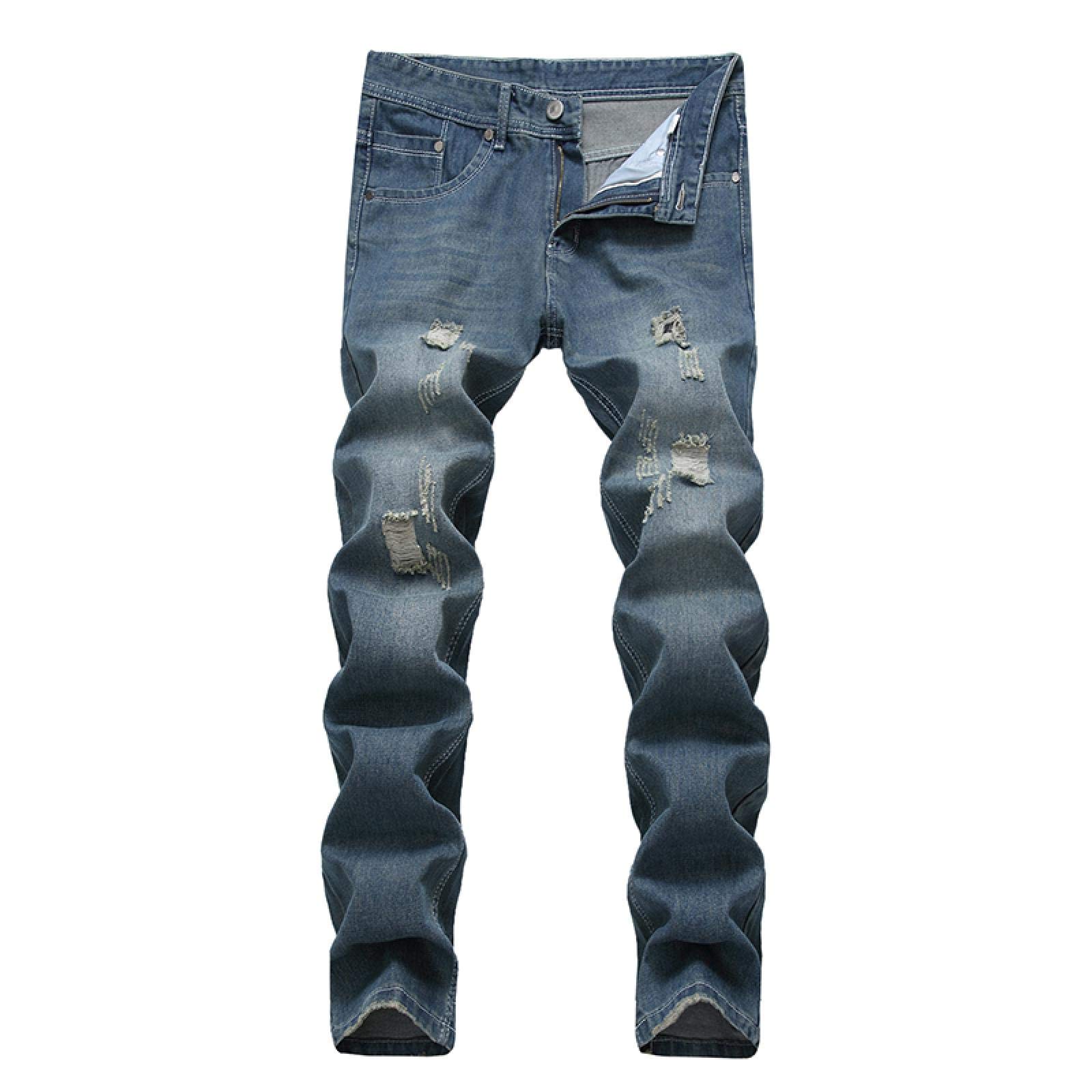 WQZYY&ASDCD Jeans Pantalon Gerade Destroyed Jeans Slim Casual Zerrissene Jeans Homme Retro Herren Denimhose Hochwertige Baumwolle Herrenhosen