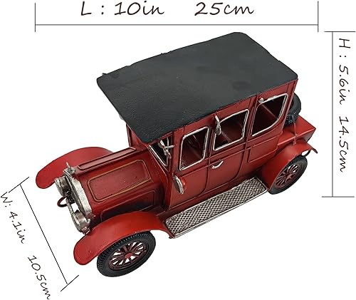 Miniatura 4 de Berfutall - Modelo de auto clásico rojo clásico de hierro de 10 pulgadas, decoración de vehículo coleccionable, decoración navideña de autos