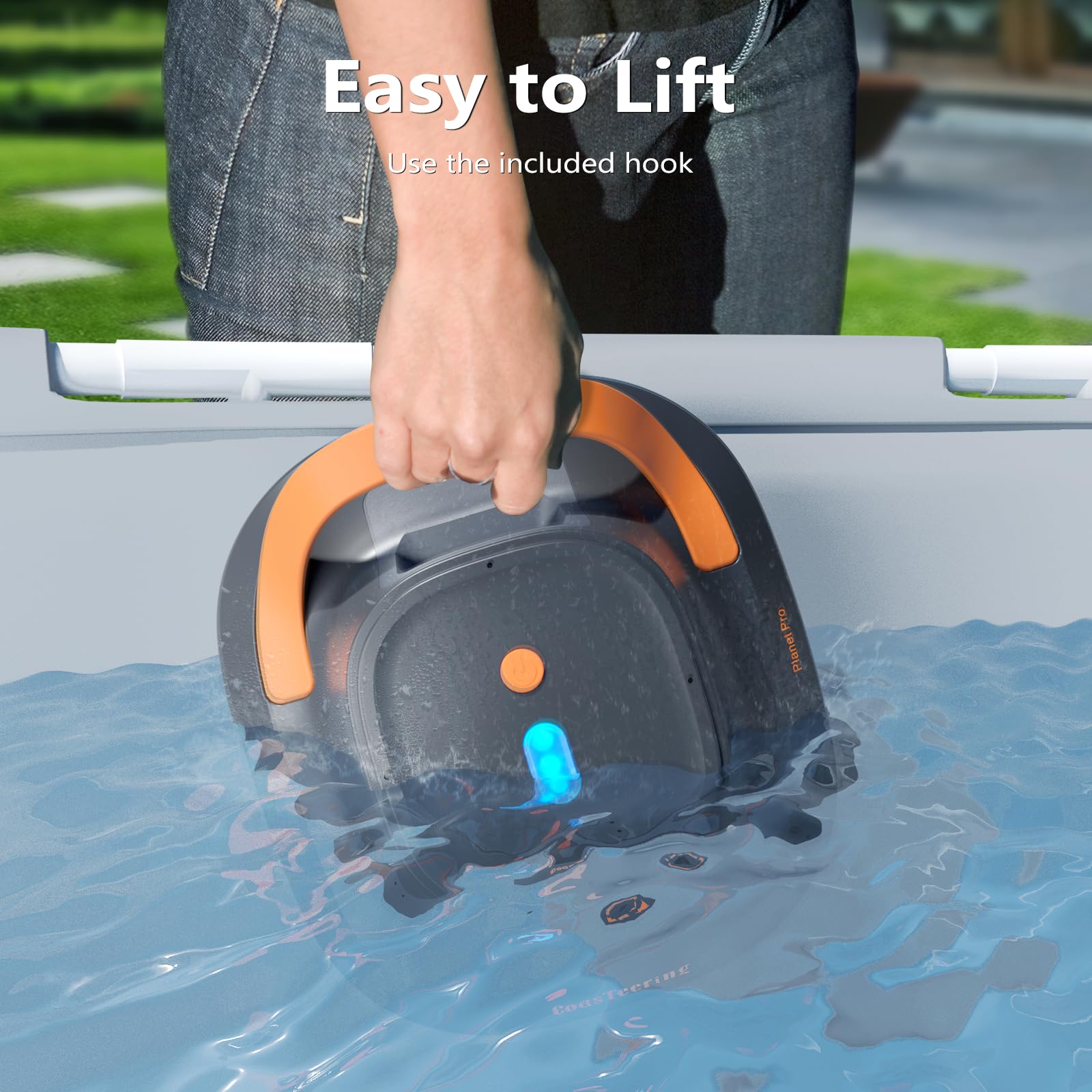 Robot aspirateur de piscine sans fil, jusqu'à 180 minutes d'autonomie, avec deux moteurs sans balais, 2 chemins de nettoyage, robot nettoyeur de piscine pour piscines hors sol et piscines