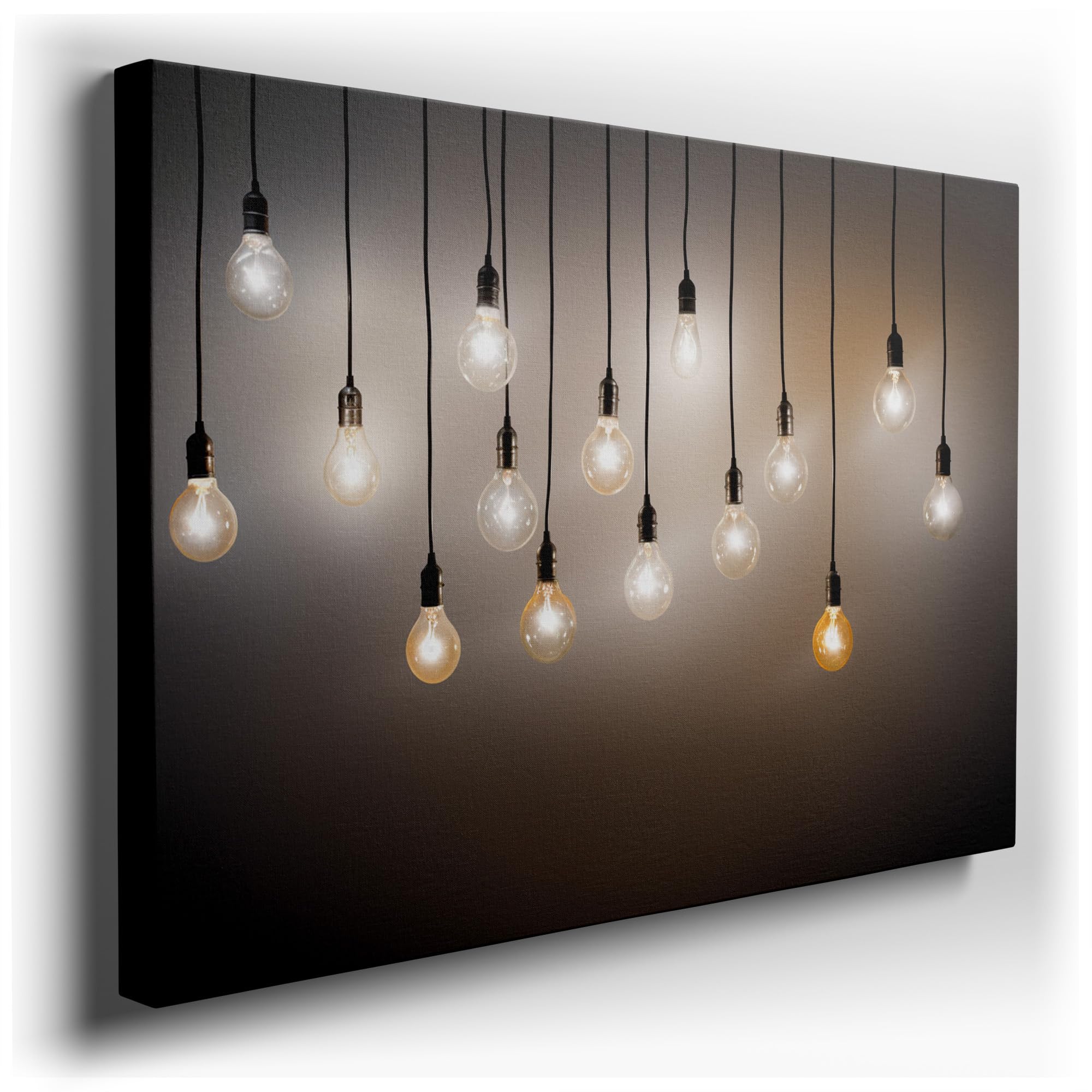 Canvas Art Decor: a Symphony of Light and Texture with Vintage and Modern Bulbs Art Decoration, Office Arts Design. Size:: 91x61 cm (36x24 inch)