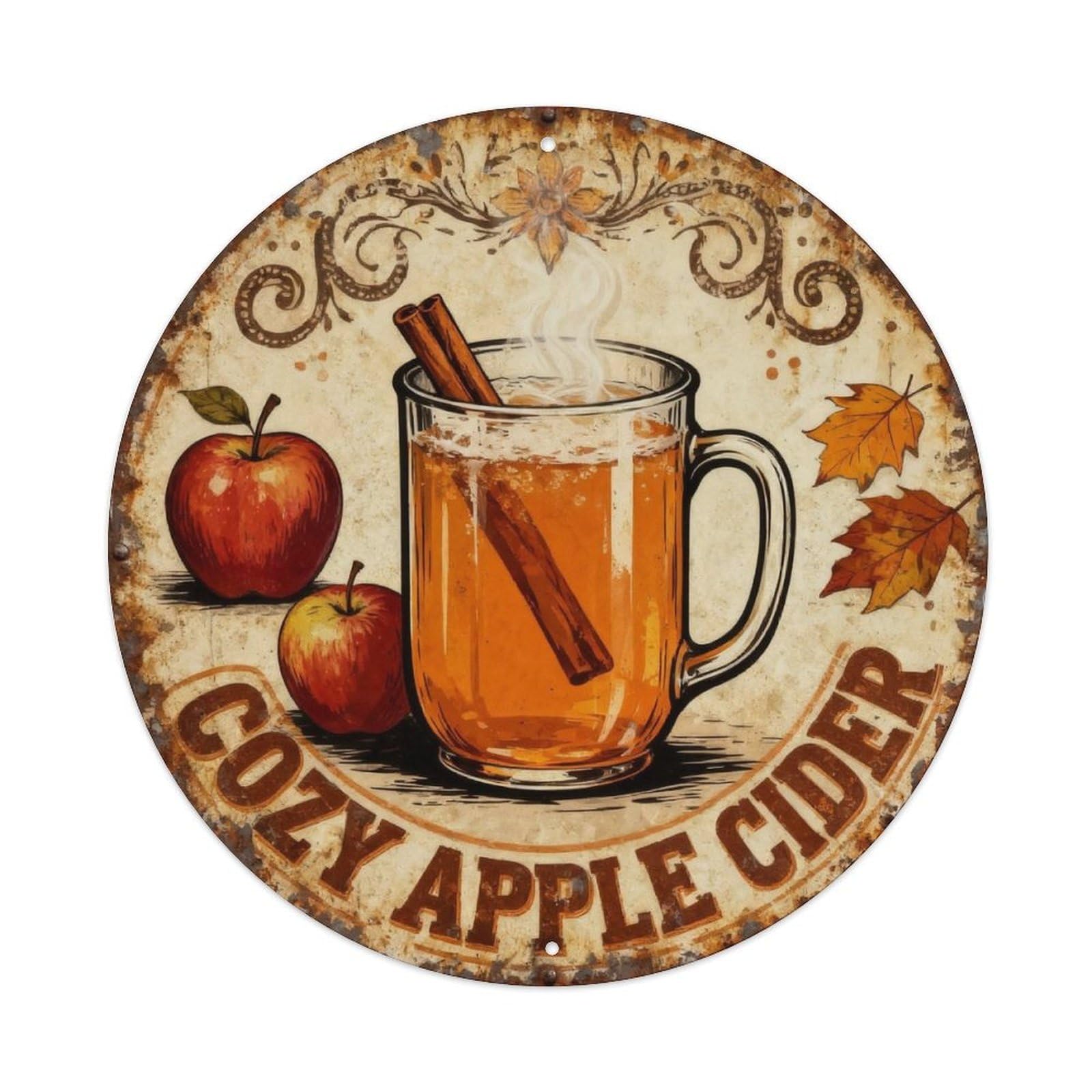 Cozy Apple Cider Metal Tin Sign Plaque