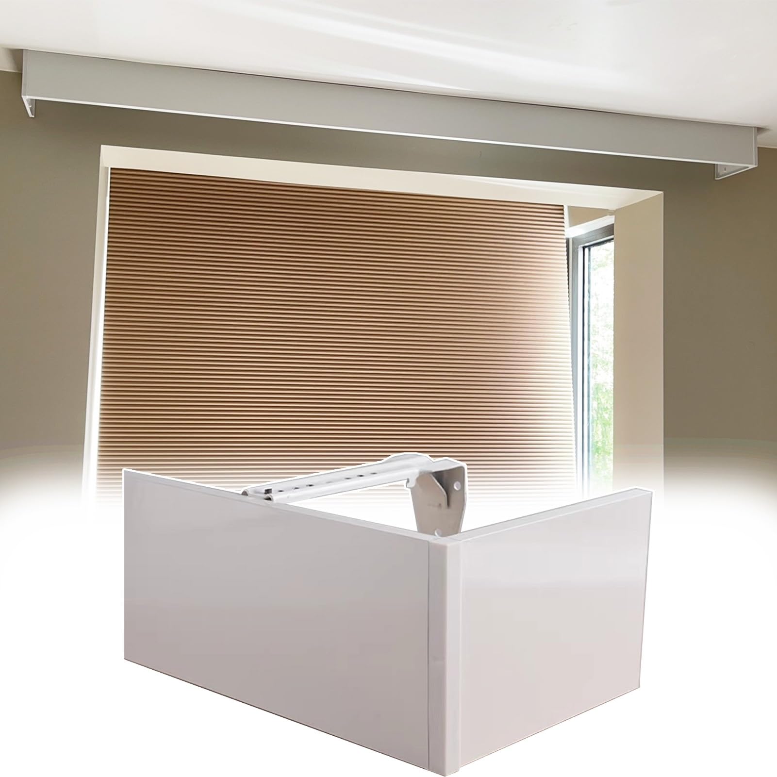 Extra Long Curtain Pelmet Panel Box - 4m/13ft Wall/Ceiling Mount Valance for Roller Blinds & Venetian Blinds, No Tracks Needed, Elegant Decor Solution